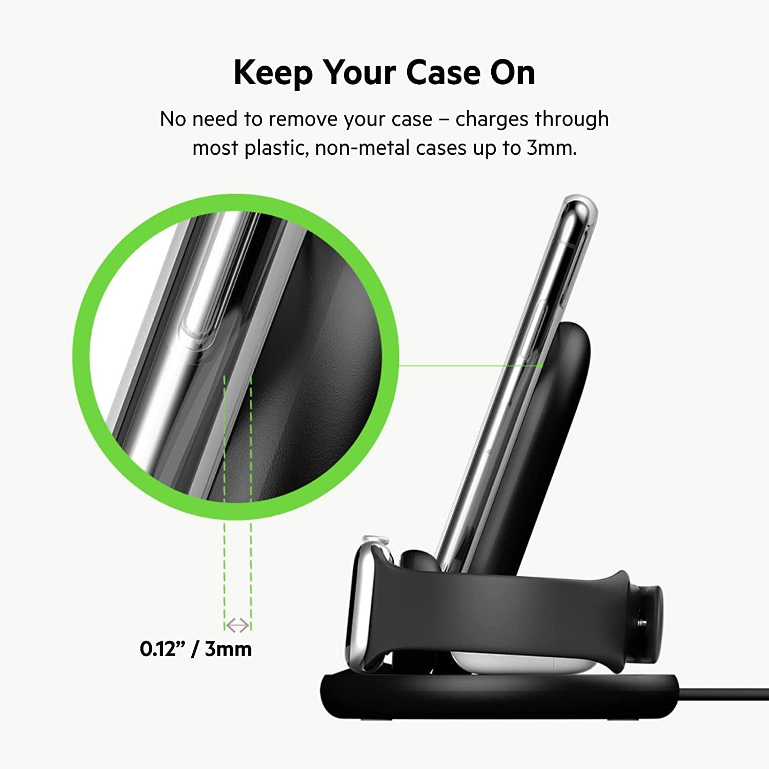 Belkin 3-In-1 Wireless Charger - Fast Wireless Charging Stand for Apple Iphone, Apple Watch & Airpods - Iphone Case Compatible Qi Charger - Wireless Charging Station for Multiple Devices - Black  Belkin   