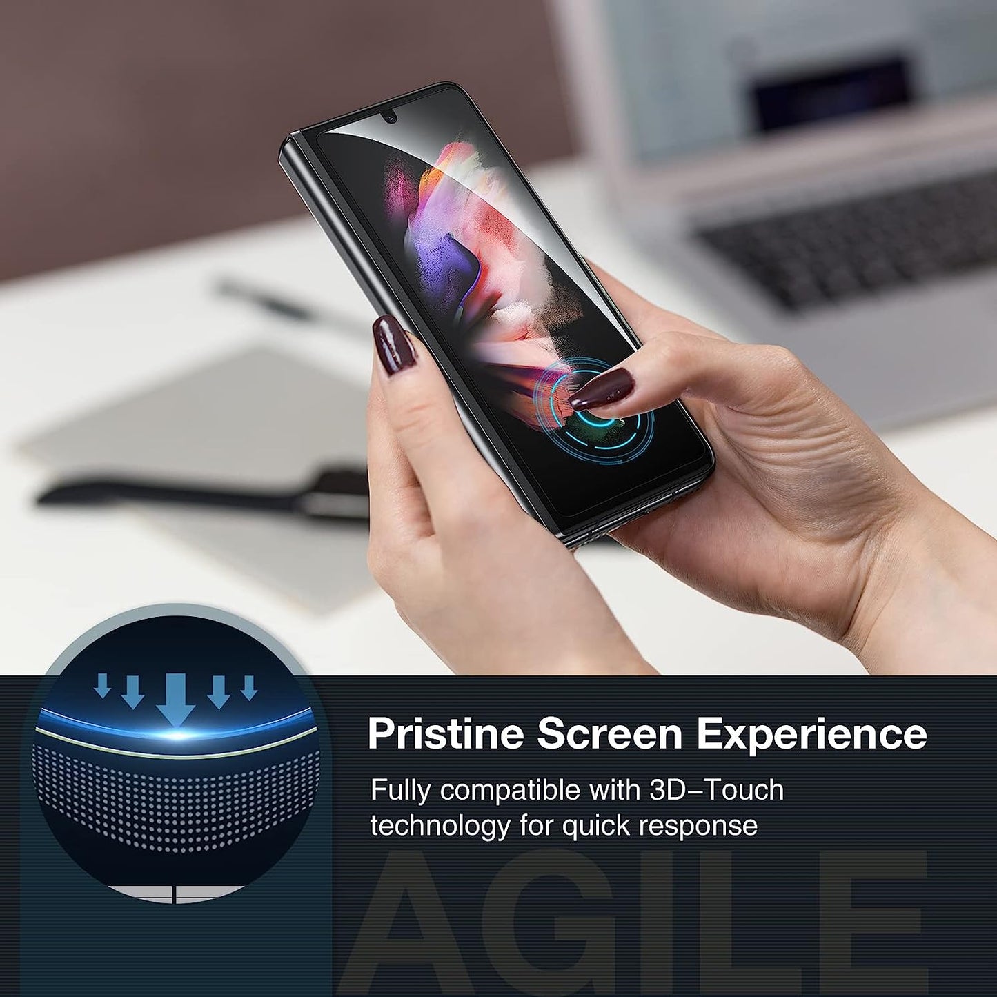 LK [3+3 Pack] 3 Pack Samsung Galaxy Z Fold 3 5G Front Screen Protector with 3 Pack Camera Lens Protector, Anti-Scratch, Hd-Ultra, Easy Installation 9H Hardness Tempered Glass for Galaxy Z Fold 3  LK   