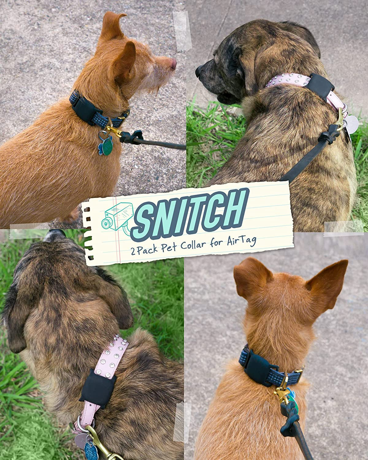 Smartish Airtag Dog Collar Holder - Snitch 2 Pack Apple Air Tag Case for Cat or Dog Collars [.5"-1.5" Collars] - Black  Smartish   