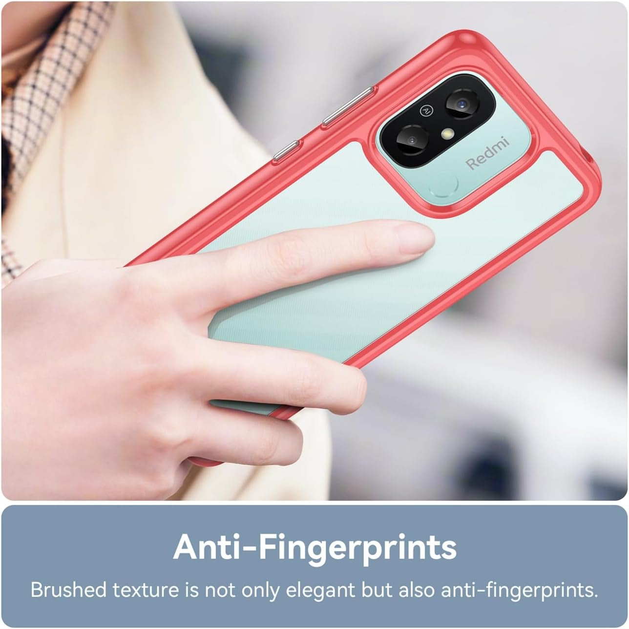 GTBDEKI Clear Case for Redmi 12C/Poco C55/Redmi 11A 22120RN86G Case with HD Screen Protector, Anti-Scratch Shockproof Clear Hard PC + TPU Bumper Protective Cover Case for Xiaomi Redmi 12C Crystal Red  GTBDEKI   