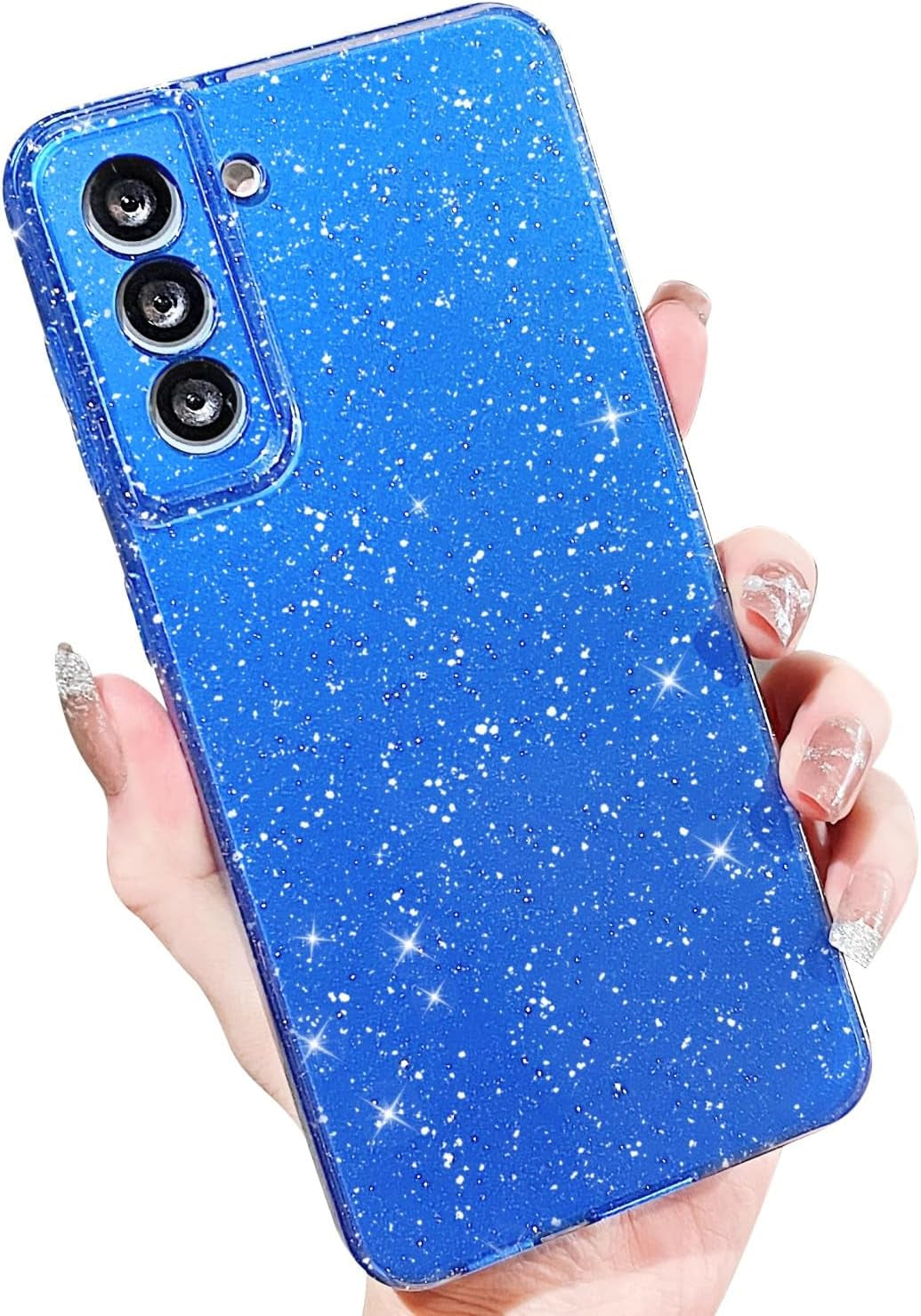 MINSCOSE Compatible with for Samsung Galaxy S21 Ultra Case,Cute Neon Bright Color,Glitter Bling Thin Slim Shockproof Silicone Sparkly Case, Soft TPU Phone Case for Women Girl-Hot Pink  MINSCOSE Dark Blue S21 