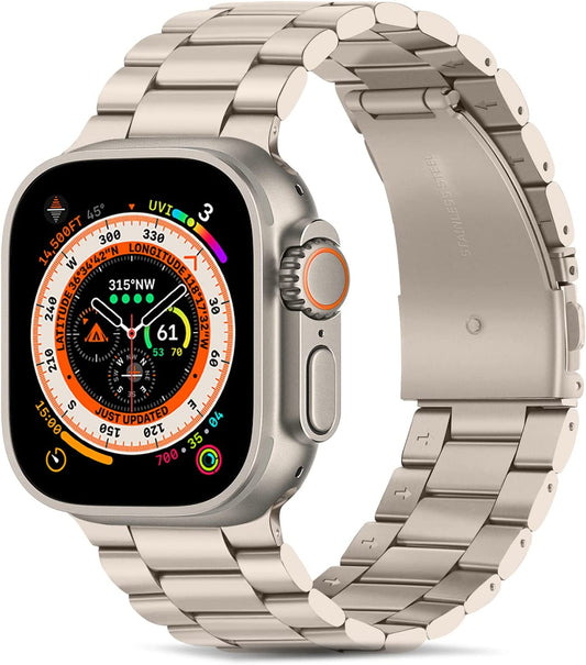 Tasikar Band Compatible with Apple Watch Band 49Mm Ultra Premium Stainless Steel Metal Replacement Strap with Case Compatible with Apple Watch Ultra 49Mm (Starlight)  Tasikar   