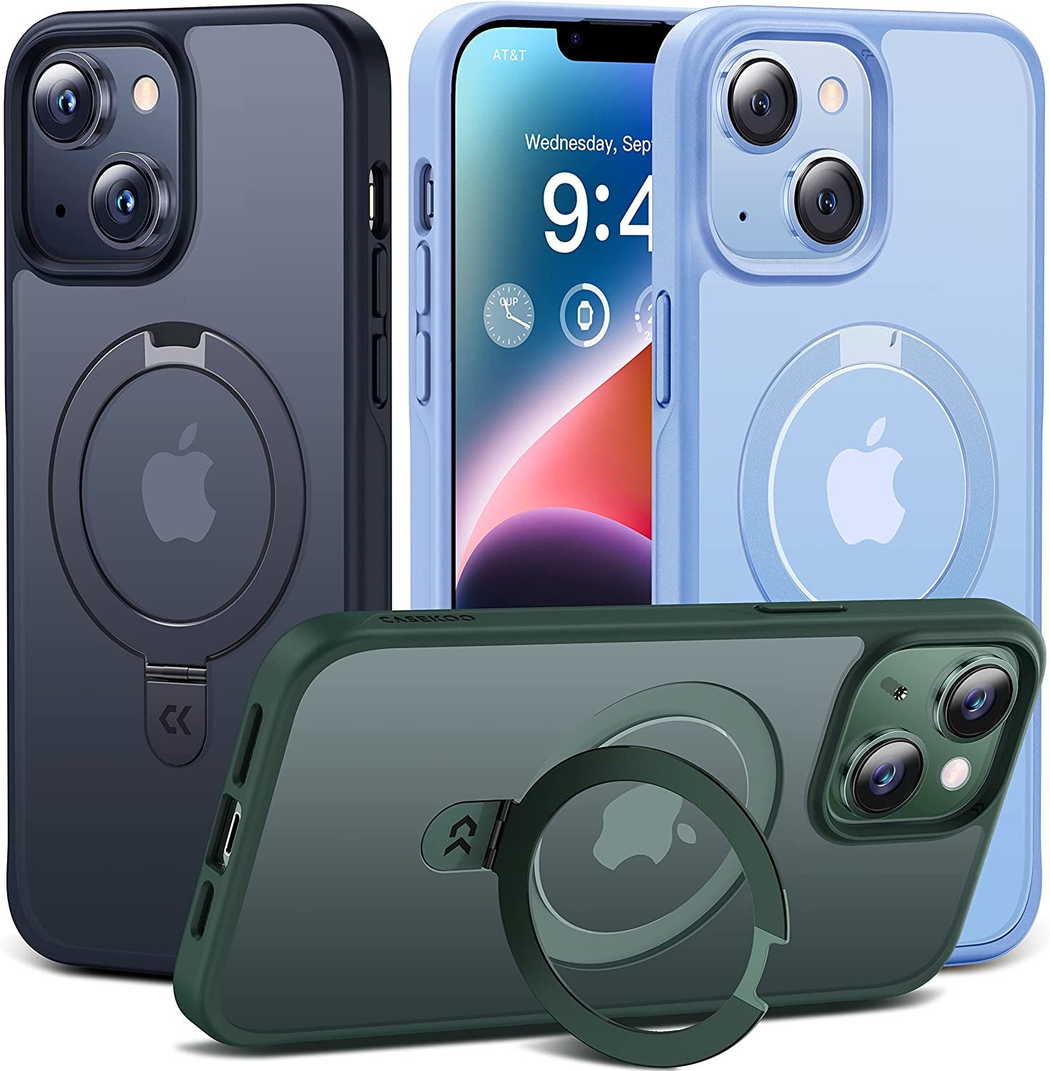 CASEKOO for Iphone 13 Case/Iphone 14 Case with Magnetic Invisible Stand [Military Drop Protection] [Compatible with Magsafe] Shockproof Slim Translucent Matte Cases 6.1 Inch 2022, Black  CASEKOO   