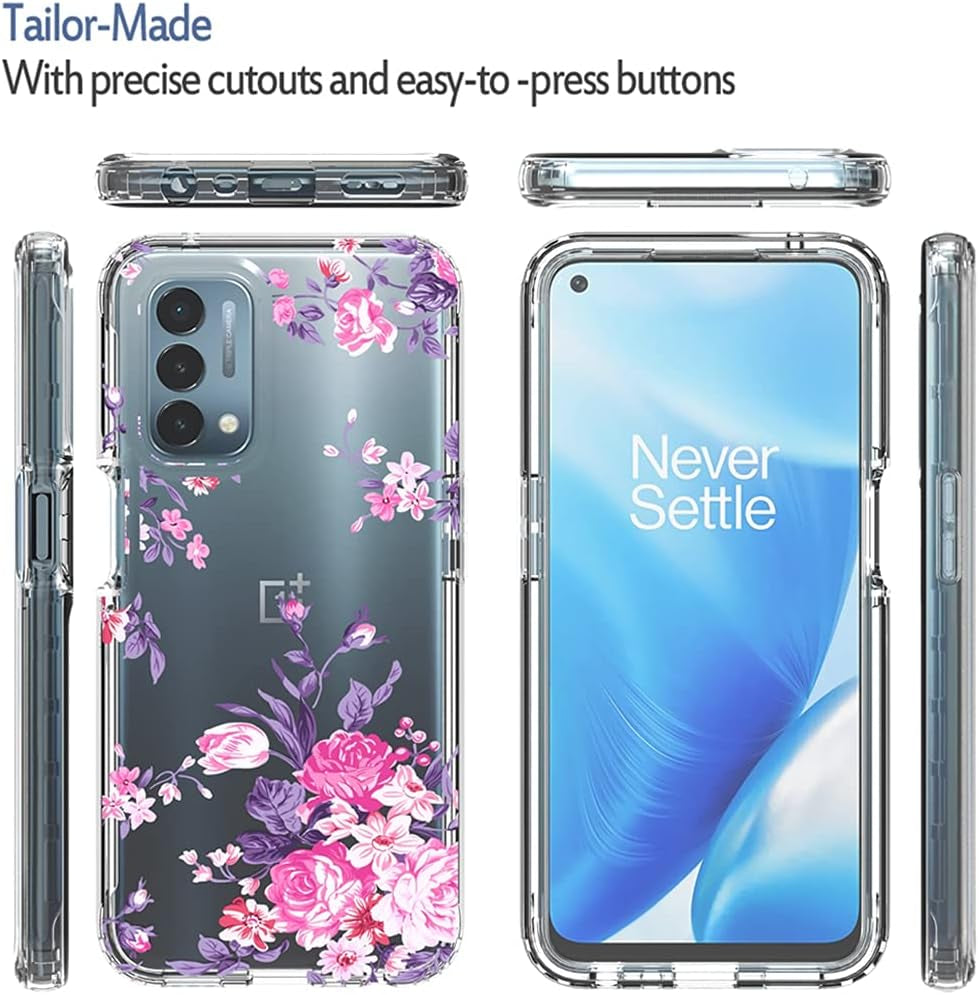 Zoeirc Case for Oneplus Nord N200 Case, Oneplus N200 5G Clear Case for Girls, Soft TPU 360 Full Body Shockproof Hybrid Bumper Crystal Clear Phone Case Cover for Oneplus Nord N200 5G (Rose Flower)  Zoeirc   