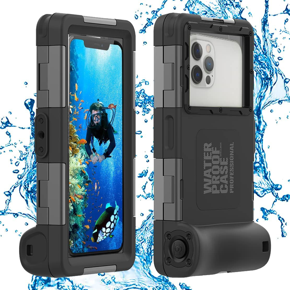 LANYOS Compatible for Samsung Galaxy and Iphone Series Professional [15M/50Ft] Diving Snorkeling SG Waterproof Case, Full Body with Built in Screen Protector Clear Cover (Second Generation Orange)  LY LANYOS Second Generation Black  