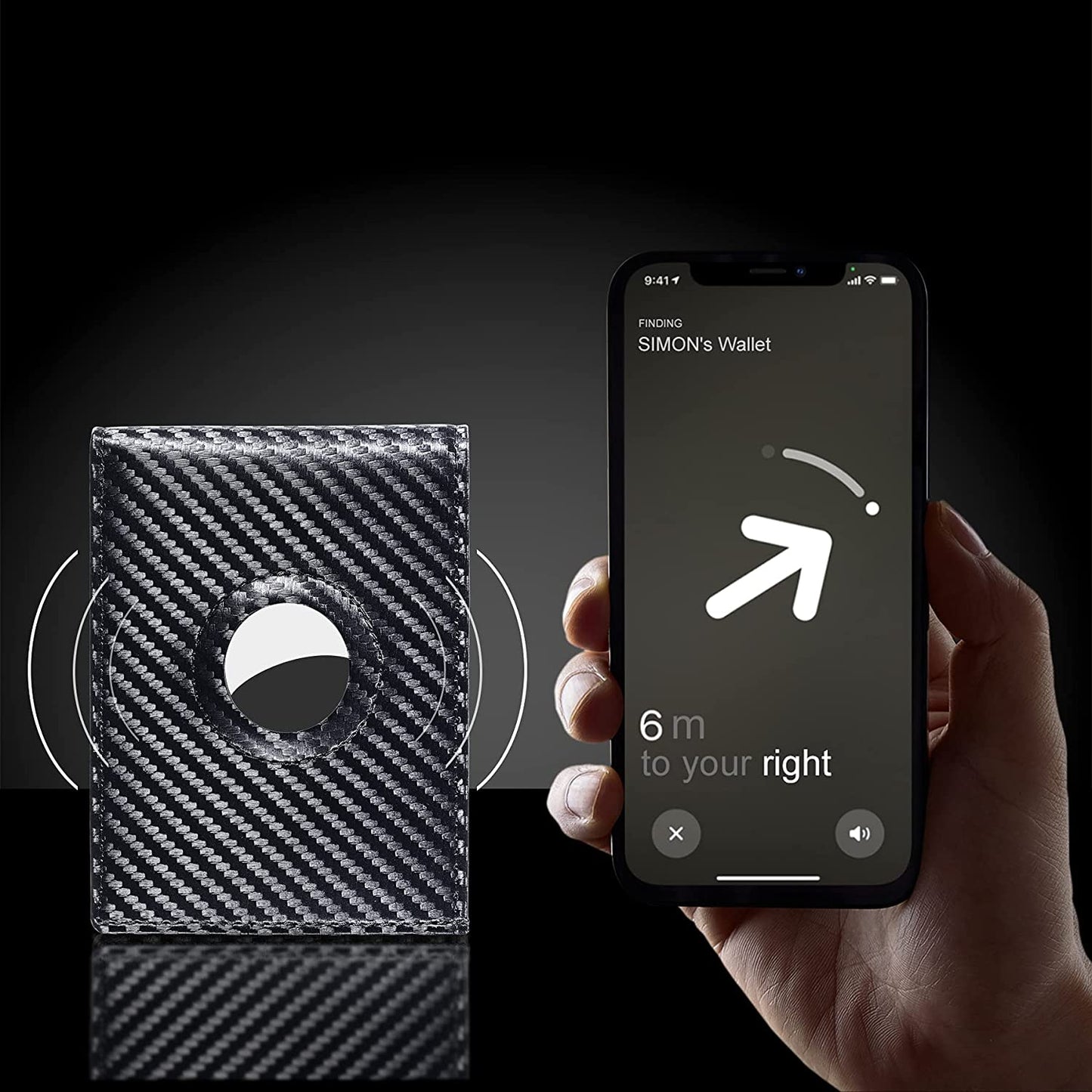 Hawanik Mens Bifold Wallet for Airtag Carbon Fiber Texture, Slim RFID Blocking Wallet with Built-In Holder for Airtag  Hawanik   