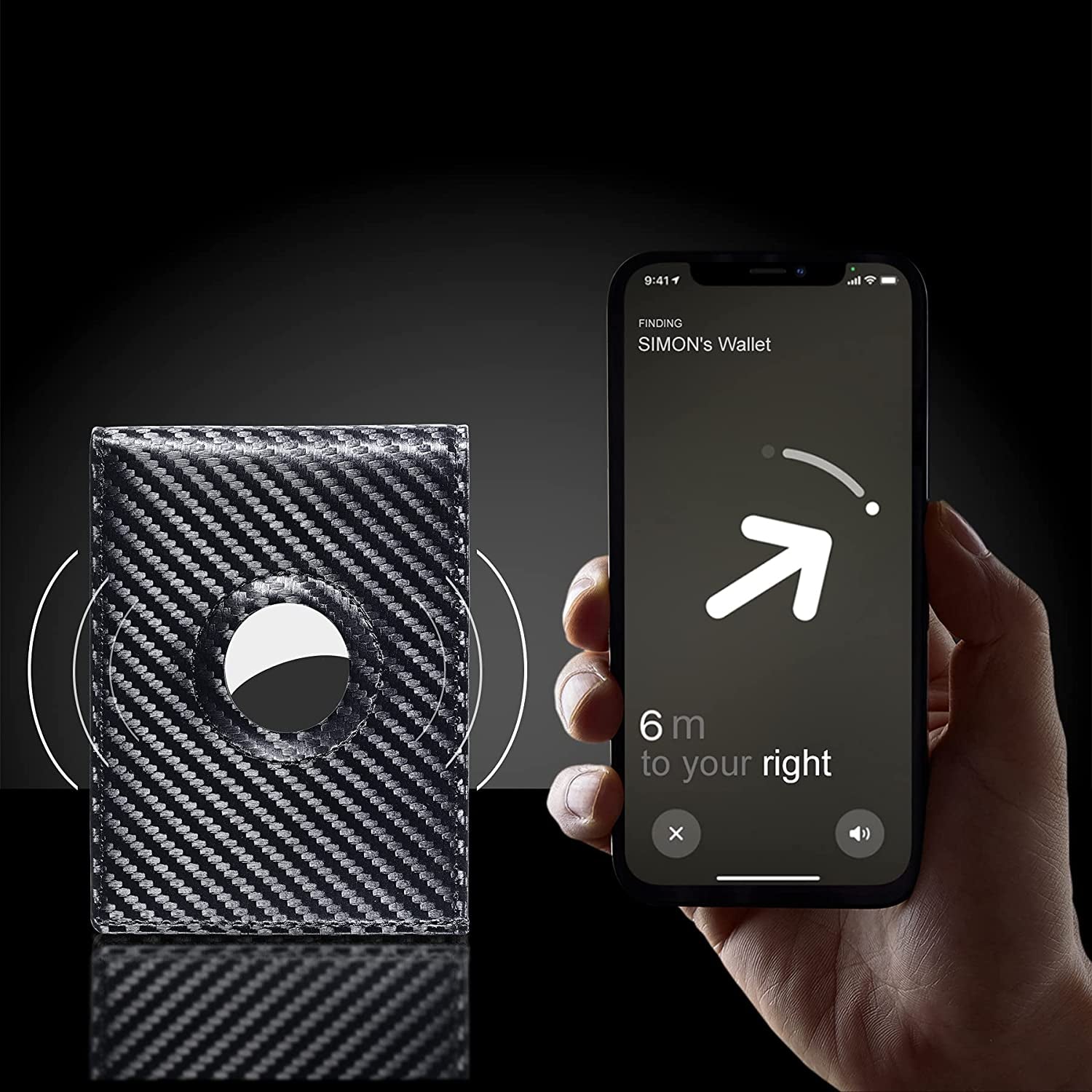 Hawanik Mens Bifold Wallet for Airtag Carbon Fiber Texture, Slim RFID Blocking Wallet with Built-In Holder for Airtag  Hawanik   