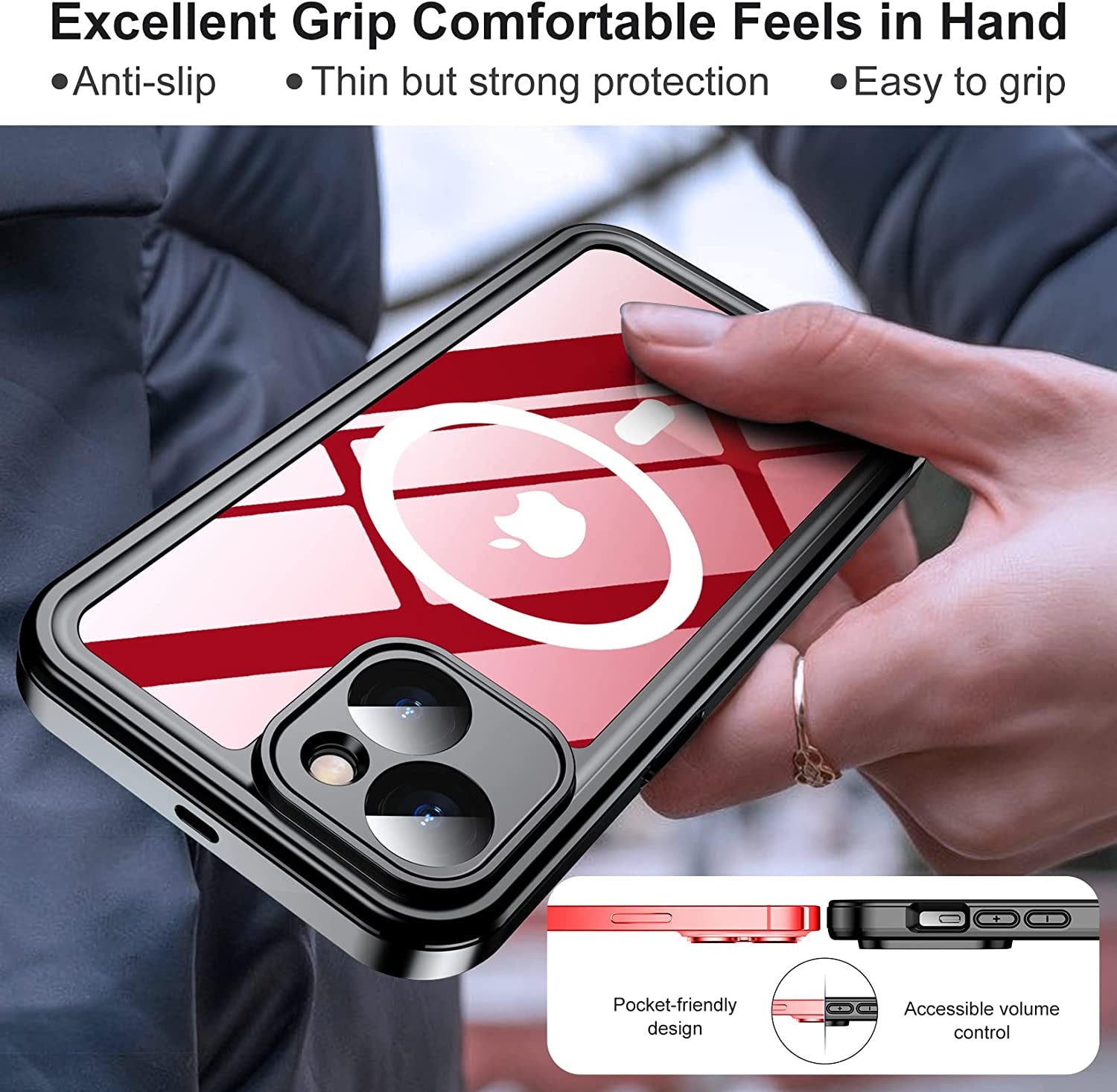 Temdan [Real 360 Magnetic for Iphone 14 Case Waterproof,[Compatible with Magsafe] Built-In Glass Camera Lens & Screen Protection [Military Dropproof][Ip68 Underwater] Shockproof Phone Case  Temdan   