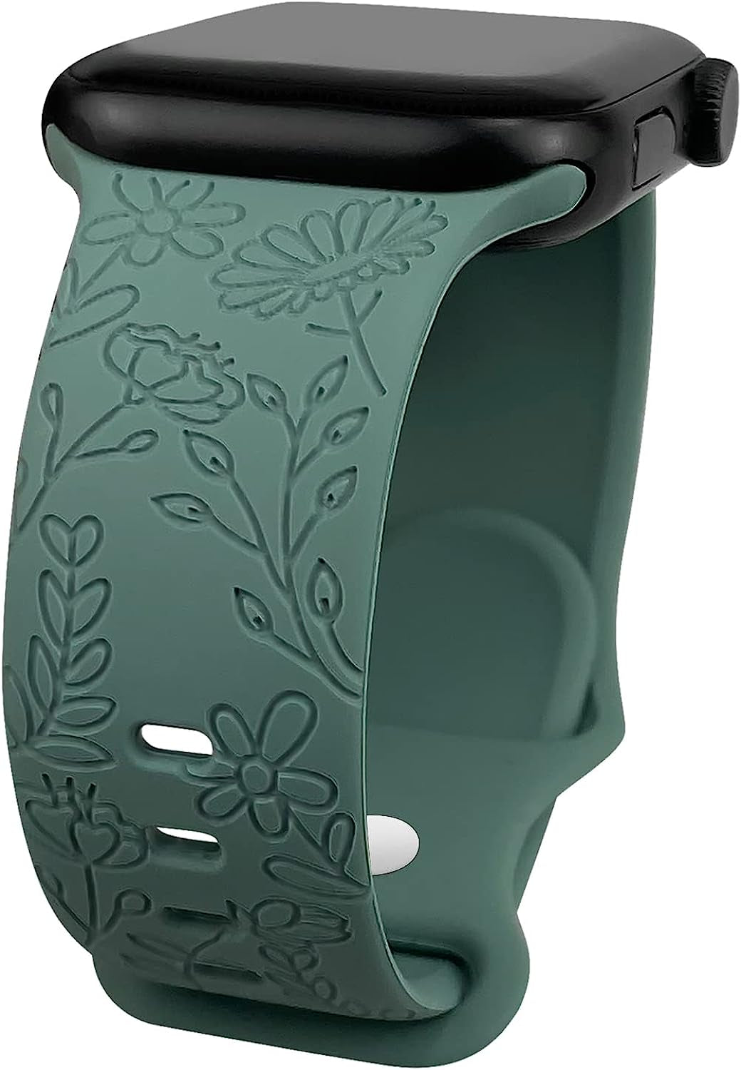 Lyfatz Flower Engraved Bands Compatible with Apple Watch Band 38Mm 40Mm 41Mm 42Mm 44Mm 45Mm 49Mm Women,Floral Laser Soft Silicone Waterproof Sport Band Replacement Wristbands for Iwatch Series 8 7 6 5 4 3 2 1 SE Ultra  Lyfatz   