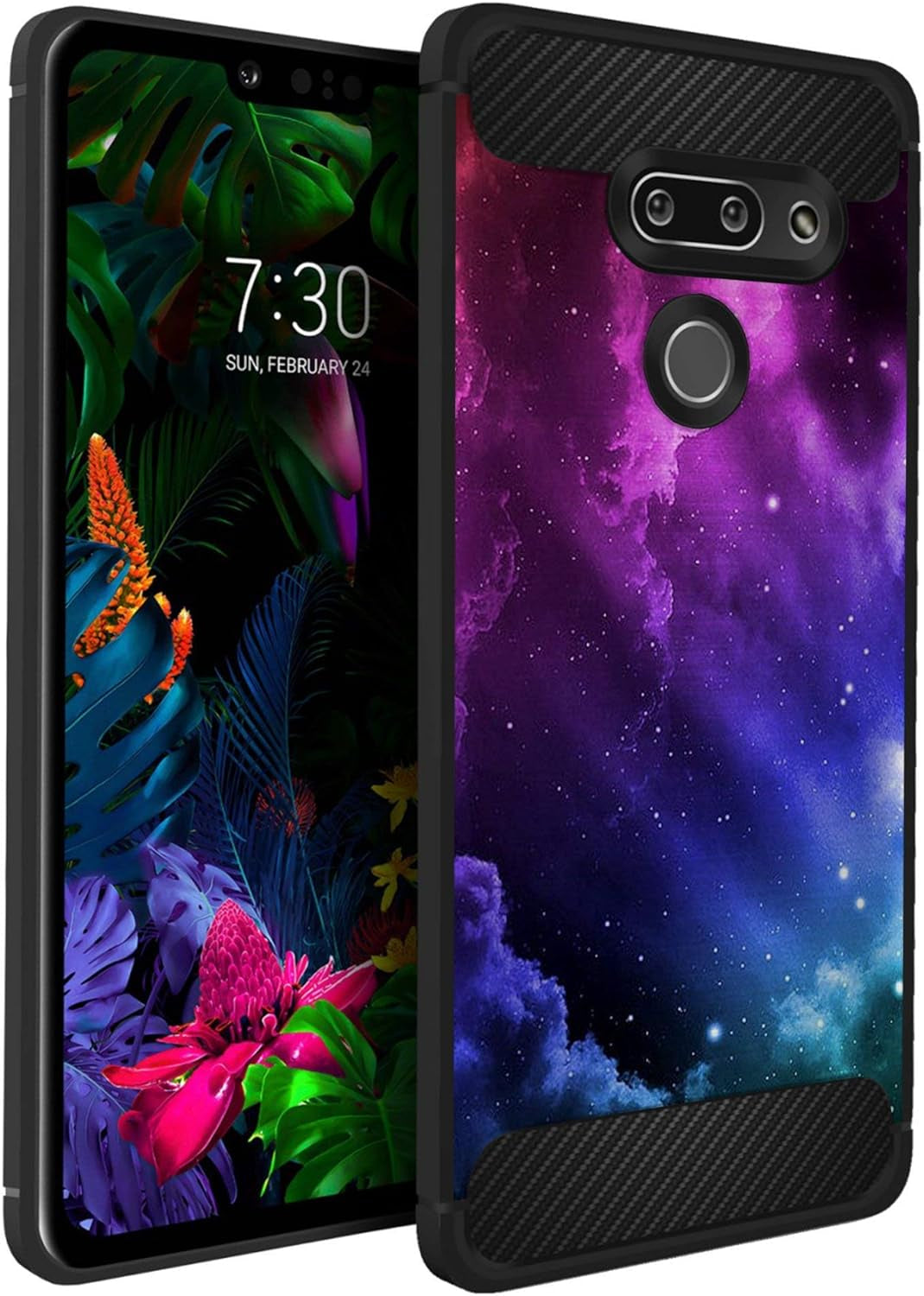 Casesondeck Case Compatible with LG G8 Thinq/Lg G8 - Soft Fitted Flexible TPU Cover Shock Protection (Dont Tread on Me)  CasesonDeck Purple Galaxy  