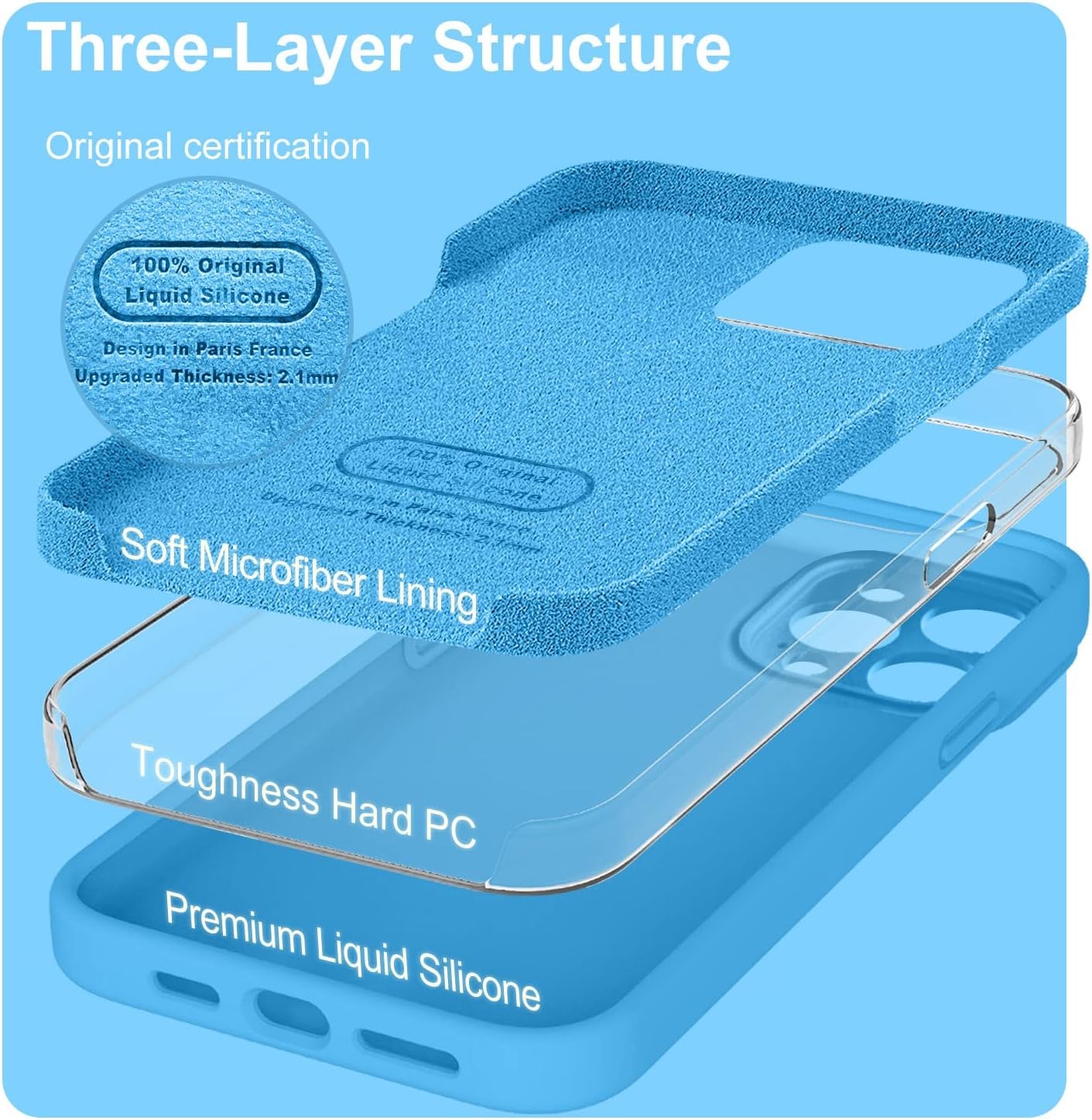 Ktele Compatible with Iphone 14 Pro Case, Ab-Grade Liquid Silicone Case, [Four Corner 50+Tiny Airbags Shockproof] [Soft Microfiber Lining Anti-Scratch] Camera All-Round Protection Case-Blue  Ktele   