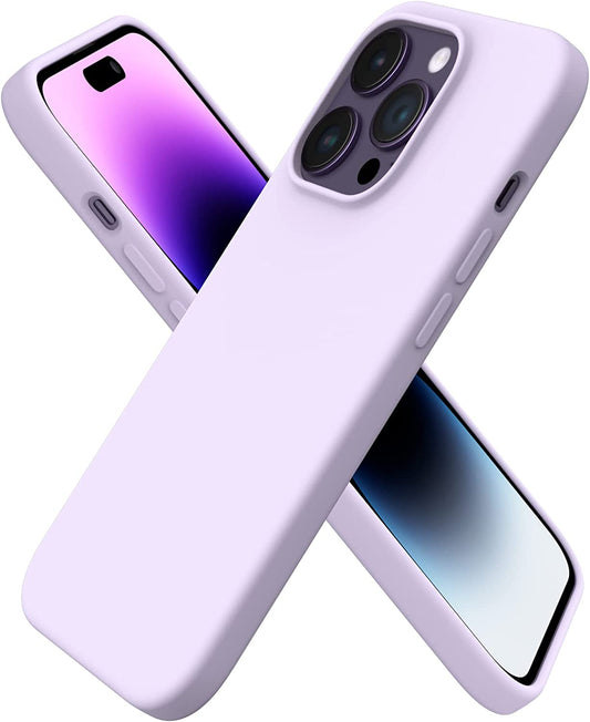 ORNARTO Compatible with Iphone 14 Pro Case 6.1, Slim Liquid Silicone 3 Layers Full Covered Soft Gel Rubber Phone Case Protective Cover with Microfiber Lining 6.1 Inch-Pastel Lilac  ORNARTO   