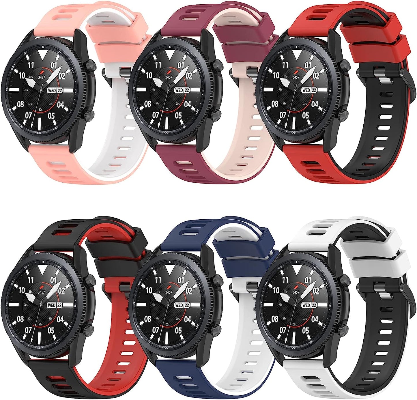 22Mm Galaxy Watch 3 45Mm Band,Soft Silicone Galaxy Watch 46Mm Bands Compatible for Samsung Gear S3 Frontier & Classic/Garmin Venu 2/Forerunner 255/ Forerunner 745/Vivoactive 4 Wristband for Men Women  EZMVZKU   