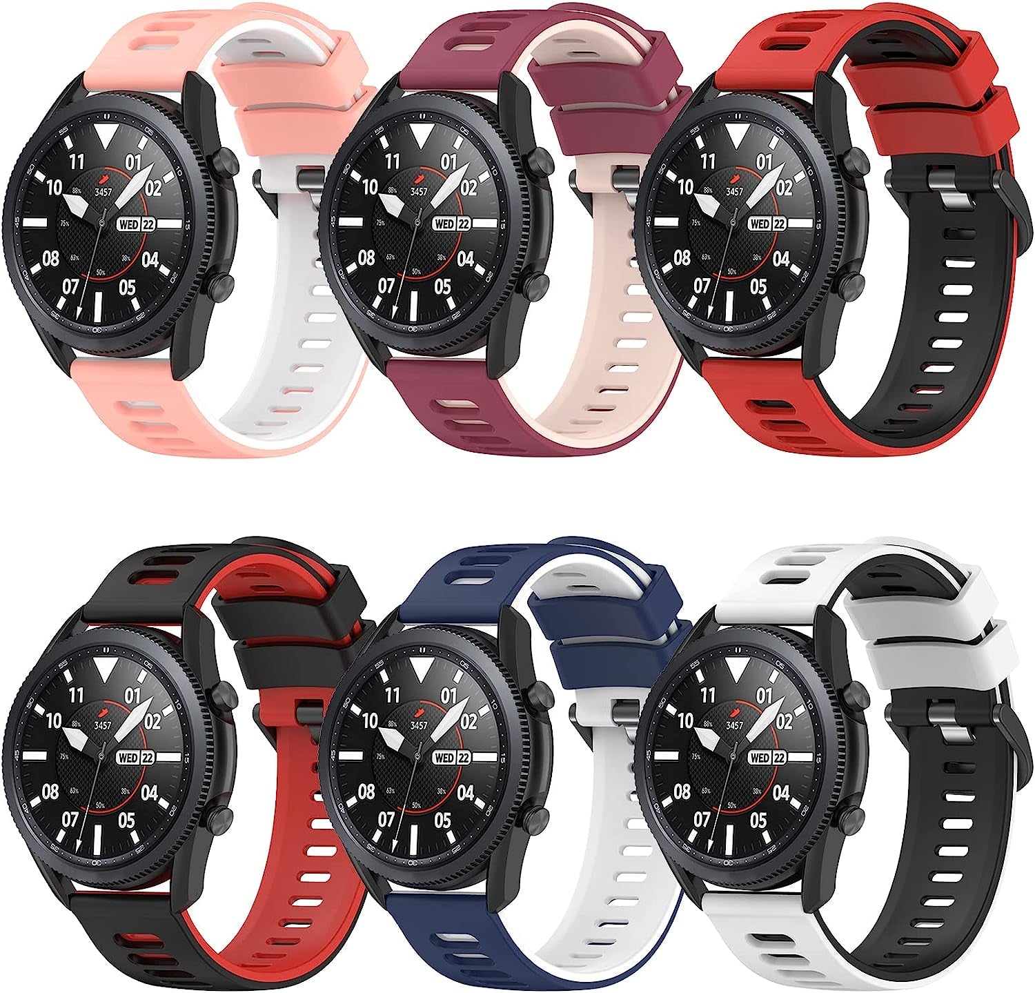 22Mm Galaxy Watch 3 45Mm Band,Soft Silicone Galaxy Watch 46Mm Bands Compatible for Samsung Gear S3 Frontier & Classic/Garmin Venu 2/Forerunner 255/ Forerunner 745/Vivoactive 4 Wristband for Men Women  EZMVZKU   