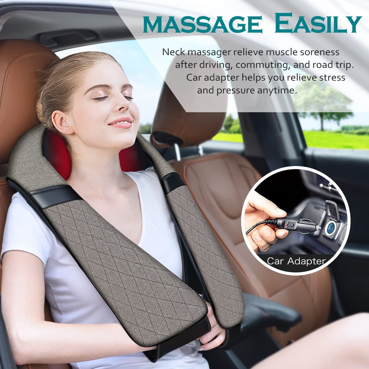 Blue Elf Shiatsu Neck Massager, Shiatsu Back Shoulder Massager with Heat, Electric Kneading Massage Pillow for Back,Shoulder, Foot, Leg Muscles Pain Relief Relax in Car, Office and Home  Blue Elf   