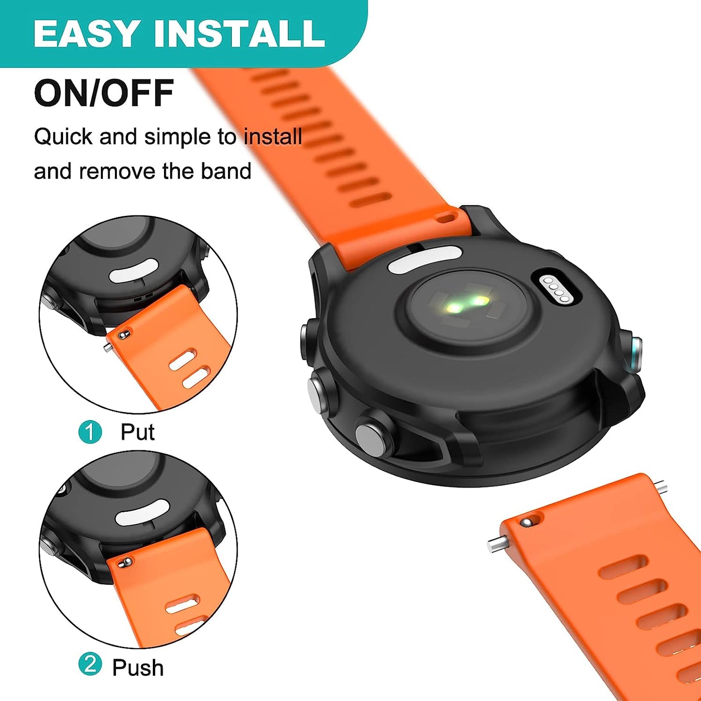 OVERSTEP Compatible with Garmin Vivoactive 3, Venu 2 Plus, Venu SQ Band, 20Mm Wrist Strap Quick Release Waterproof Soft Silicone Bands for Vivoactive 3 Music, Vivomove Hr, Forerunner 645/245 Music Smartwatch  OVERSTEP   