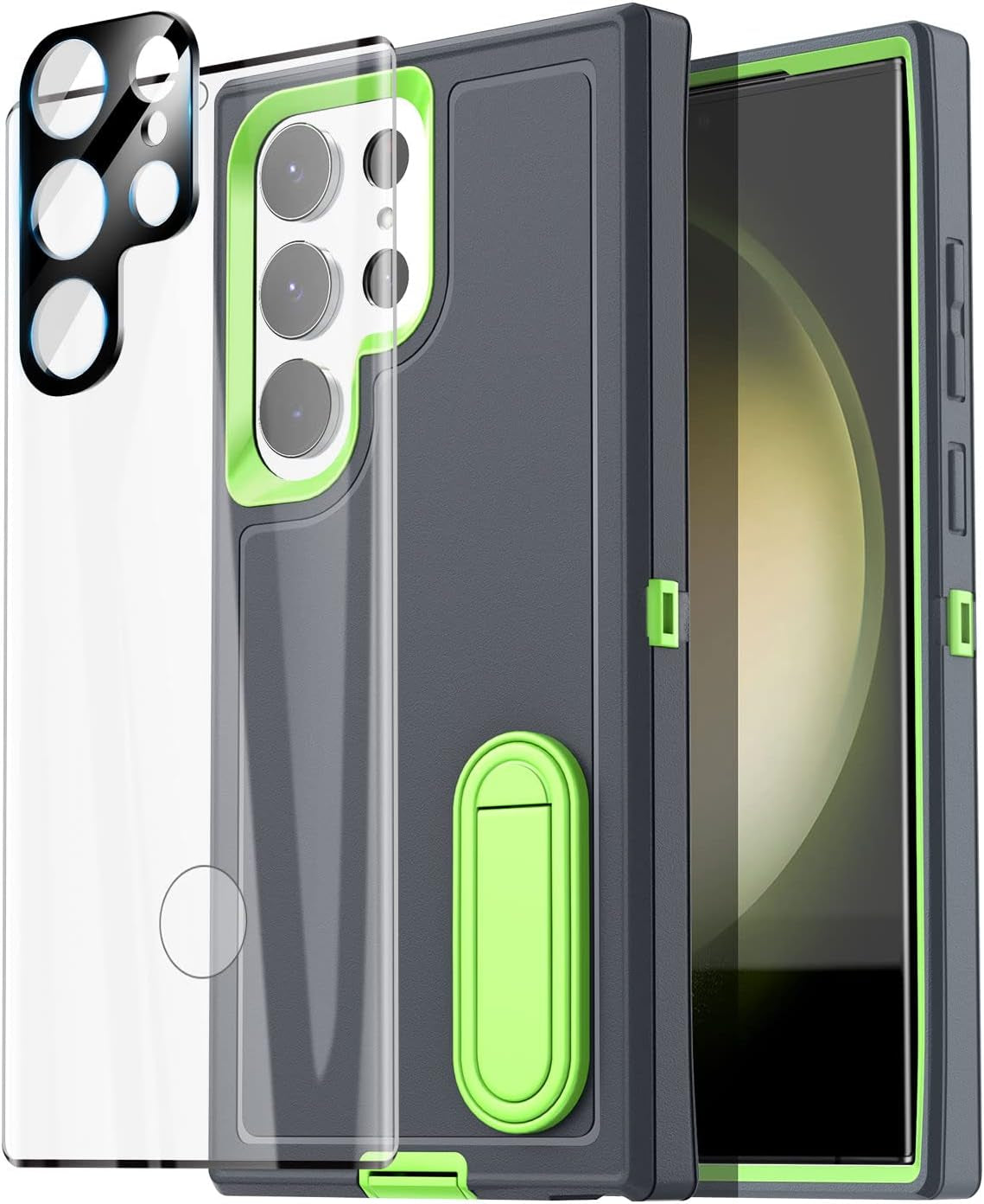 Aicase for Samsung Galaxy S23 Ultra Case,Heavy Duty Drop Protection Full Body Rugged Shockproof Military Protective Tough Durable Cover for Samsung Galaxy S23 Ultra 6.8"_Burgundy/Pink  AICase Grey/Mint With Glass Protector+Camera Lens  