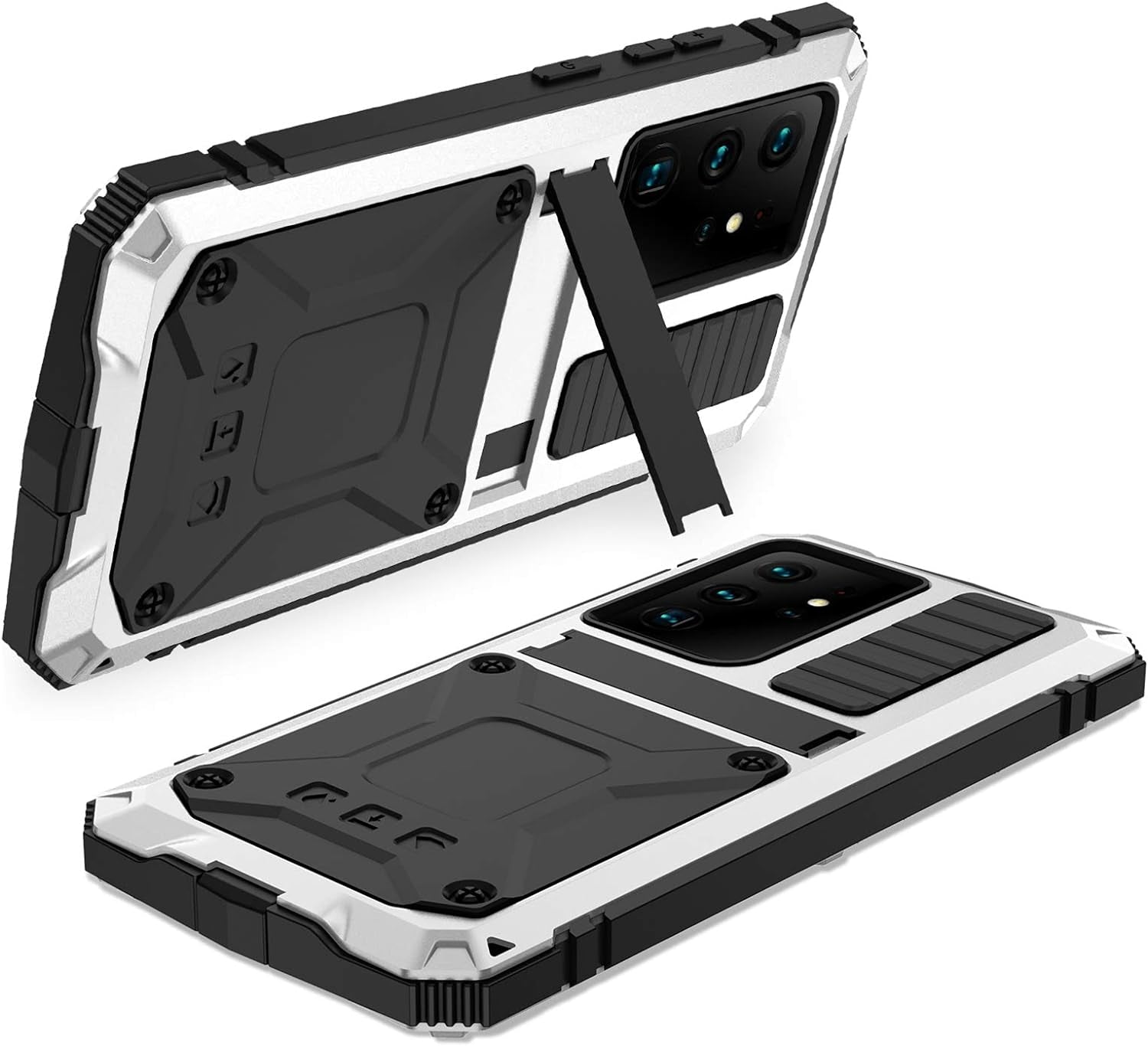 Samsung Galaxy S21 Ultra Case, Aluminum Metal Gorilla Glass Shockproof Military Heavy Duty Sturdy Protector Cover Hard Case for Samsung Galaxy S21 Ultra 5G (Silver)  MIYI   