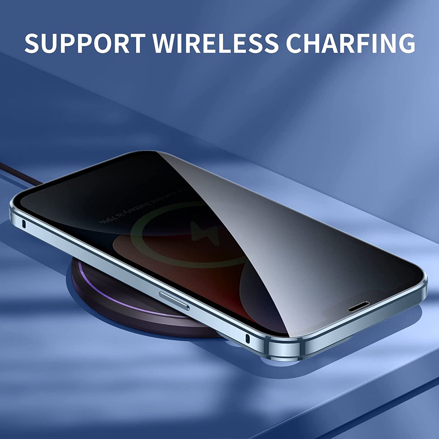 Jonwelsy anti Peeping Case for Iphone 14 plus (6.7"), 360 Degree Front and Back Privacy Tempered Glass Cover, anti SPY Screen, anti Peep Magnetic Adsorption Metal Bumper for Iphone 14 plus (Silver)  Jonwelsy   