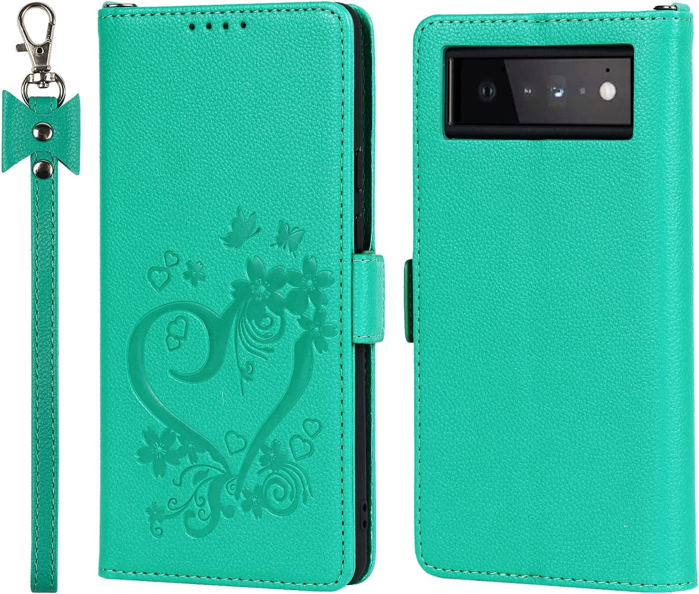 Ｈａｖａｙａ Google Pixel 6 Pro 5G 6.7" Case Zipper Wallet- with 6 Card Holder [RFID Blocking]- Detachable 2-In-1-Wristband Lanyard - for Women and Men-Wireless Charger Compatible Flip Folio Cover-Purple  Ｈａｖａｙａ A+Green Google Pixel 6 Pro 5G 