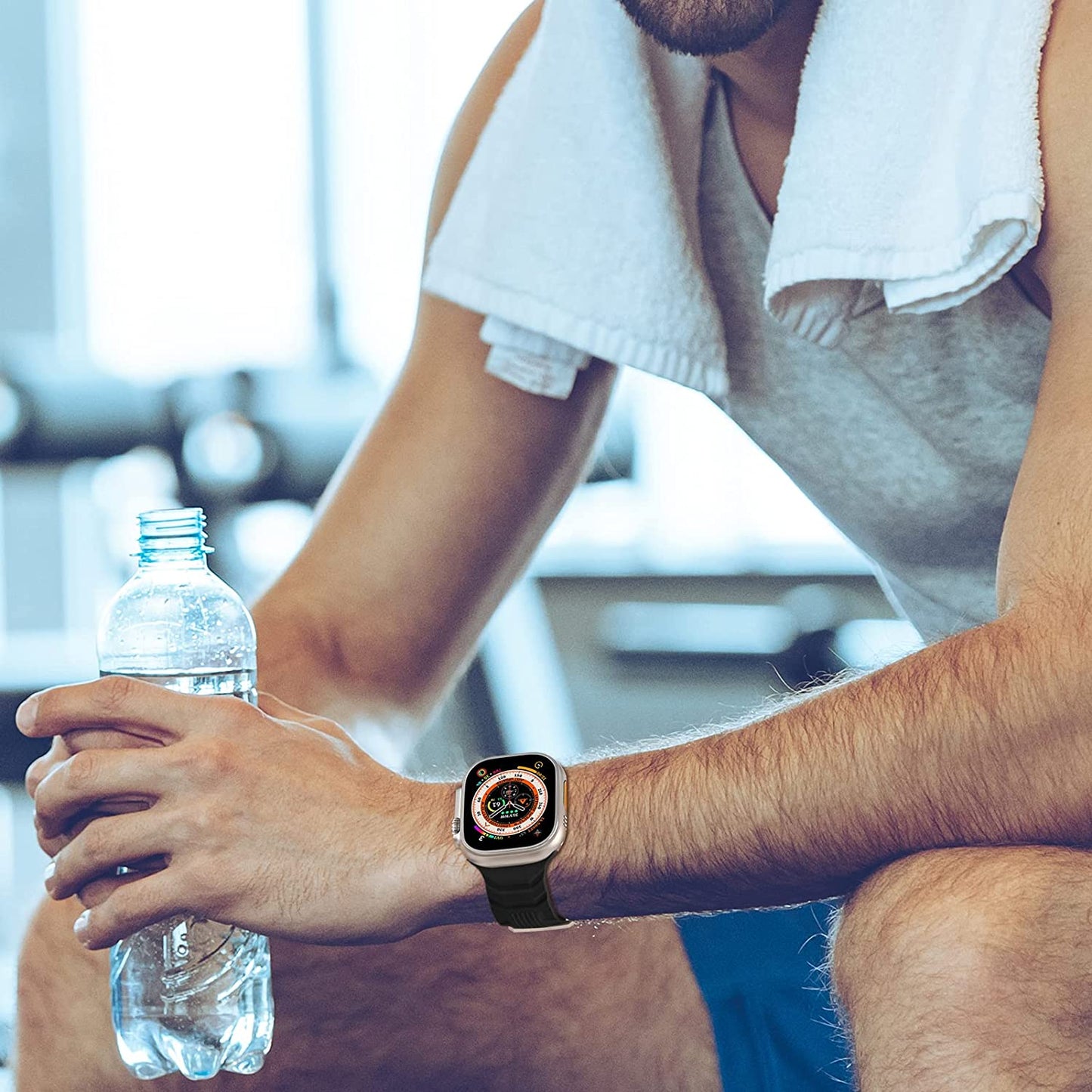 Bandiction Sport Band Compatible with Apple Watch Ultra Band 49Mm 45Mm 44Mm 42Mm, Soft Silicone Replacement Strap for Iwatch Series 8/7/6/5/4/3/2/1/Se/Ultra, Designed for Men  Bandiction   