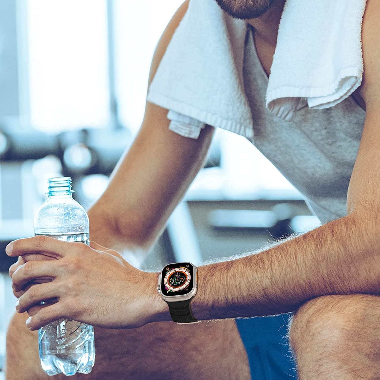 Bandiction Sport Band Compatible with Apple Watch Ultra Band 49Mm 45Mm 44Mm 42Mm, Soft Silicone Replacement Strap for Iwatch Series 8/7/6/5/4/3/2/1/Se/Ultra, Designed for Men  Bandiction   