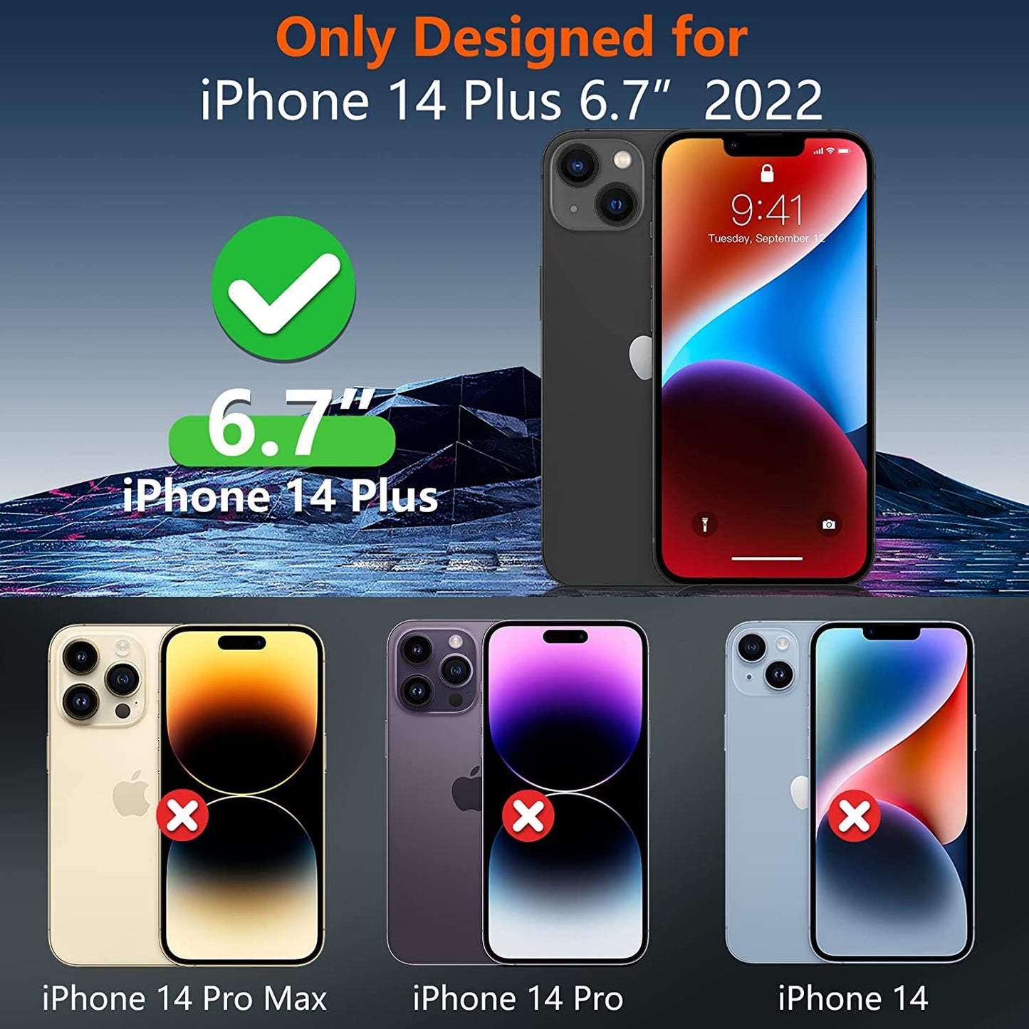 Justcool Designed for Iphone 14 plus Case, [Crystal Clear Not Yellowing] with [2 Pcs Tempered Glass Screen Protectors & 2 Pcs Camera Lens Protector] Slim Thin Protective Phone Case (Clear)  Justcool   