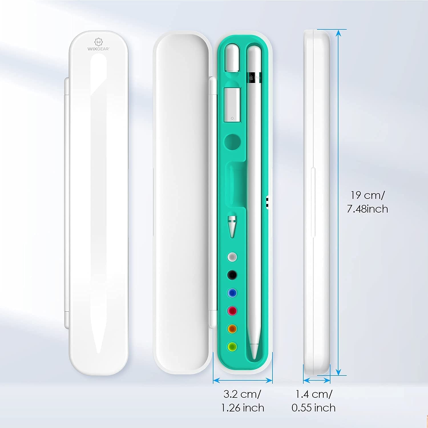 Wixgear Carrying Pencil Case Compatible with Apple Pencil 1St and 2Nd Generation and Accessories-White with Holder for Tips  WixGear   