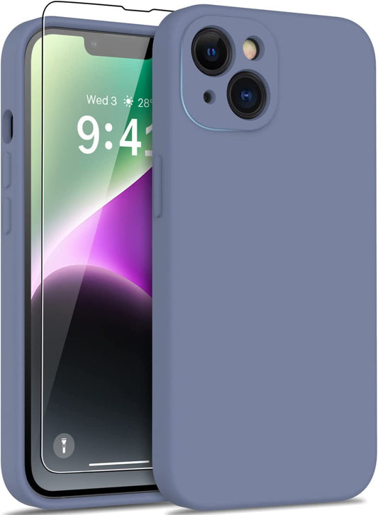 DEENAKIN Iphone 14 Case with Screen Protector,Enhanced Camera Cover,Passing 16Ft Drop Tested Soft Silicone Gel Rubber,Slim Fit Protective Phone Case for Iphone 14 6.1" Ash Grey  DEENAKIN Ash Grey  