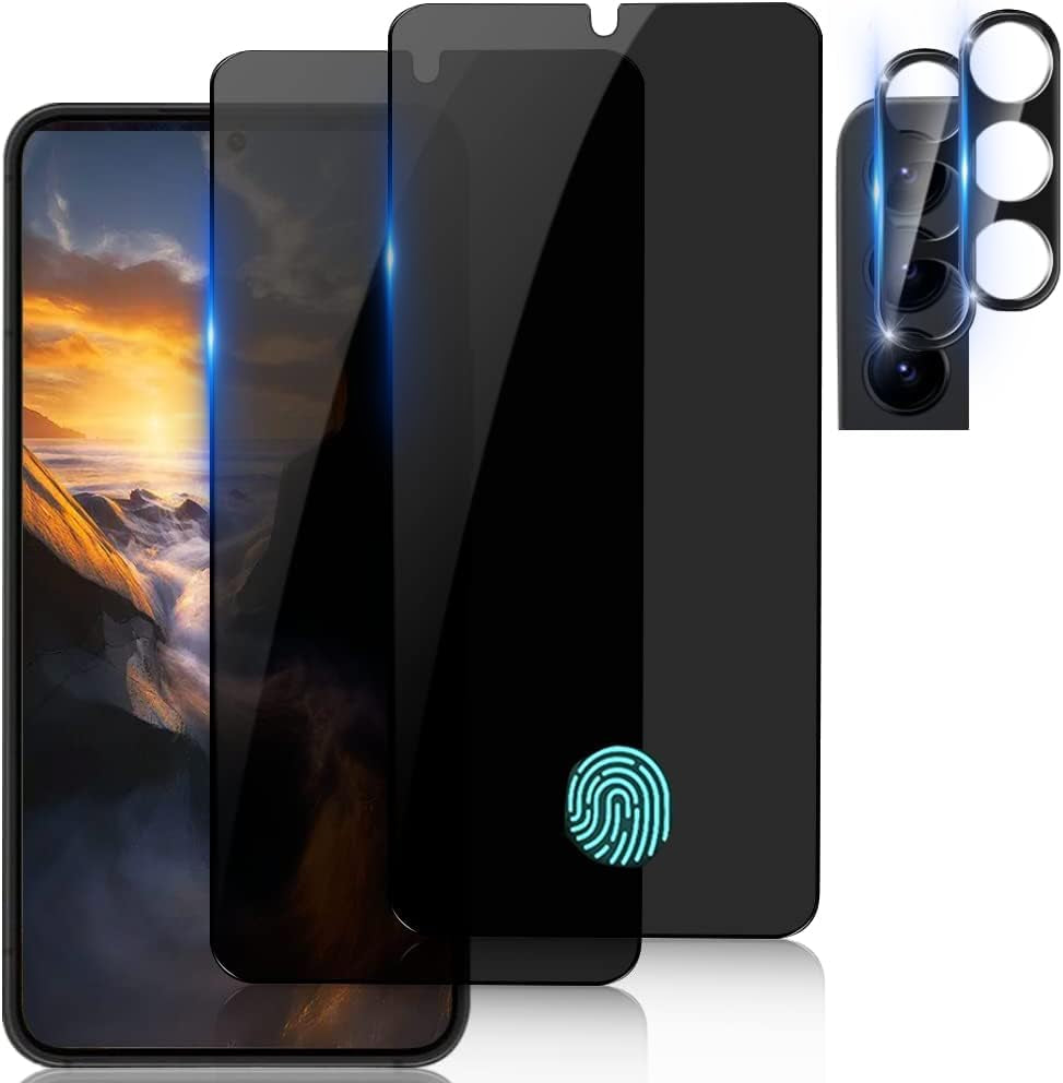 CYCFAIML [2+2 for Samsung Galaxy S23 Ultra Tempered Glass Privacy Screen Protector 6.8 Inch with Camera Lens Protector Tempered Glass, [Fingerprint Unlock], anti Scratch, anti Spy, Case Friendly  CYCFAIML 6.6 inch  