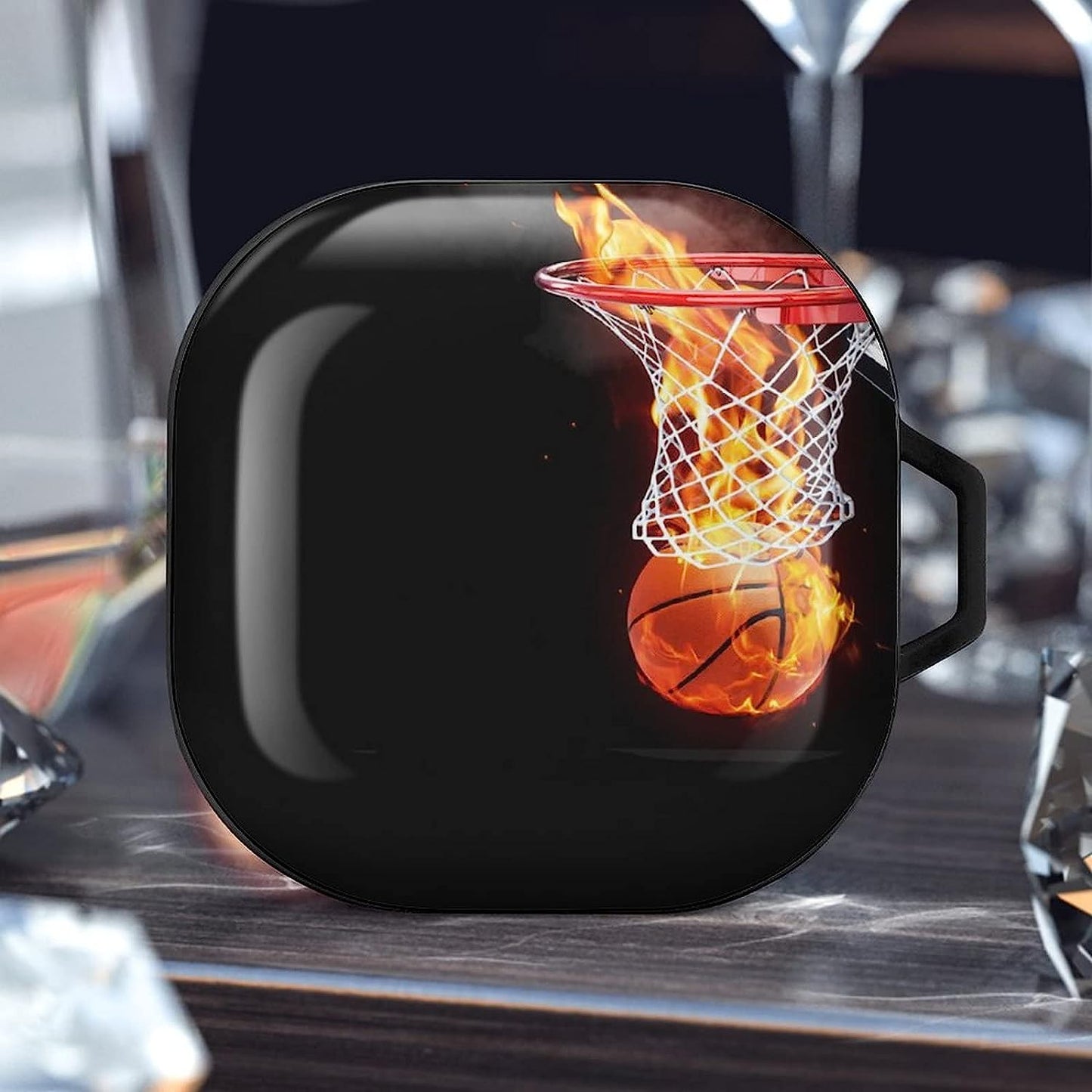 Fire and Basketball Protective Case Cover Compatible with Galaxy Buds Live/Galaxy Buds Pro/Galaxy Buds 2 Pro Charging Case for Women Men  MHXYZHW   