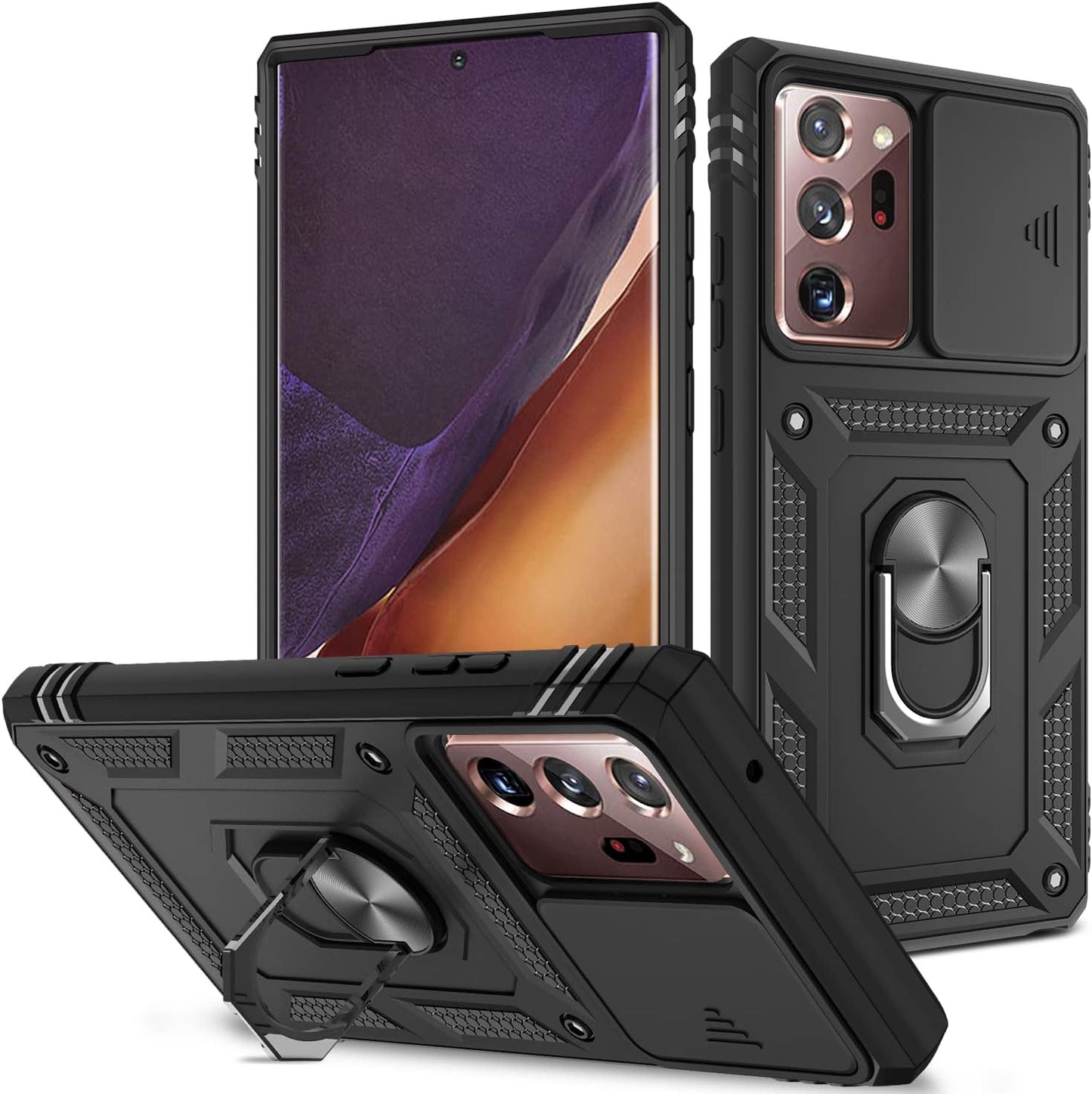 DAWEIXEAU Case for Galaxy Note 20 Ultra, Shockproof Impact Resistant with Slide Lens Protective Cover Case for Samsung Galaxy Note 20 Ultra/Note 20 Ultra 5G (Blue)  DAWEIXEAU Black  