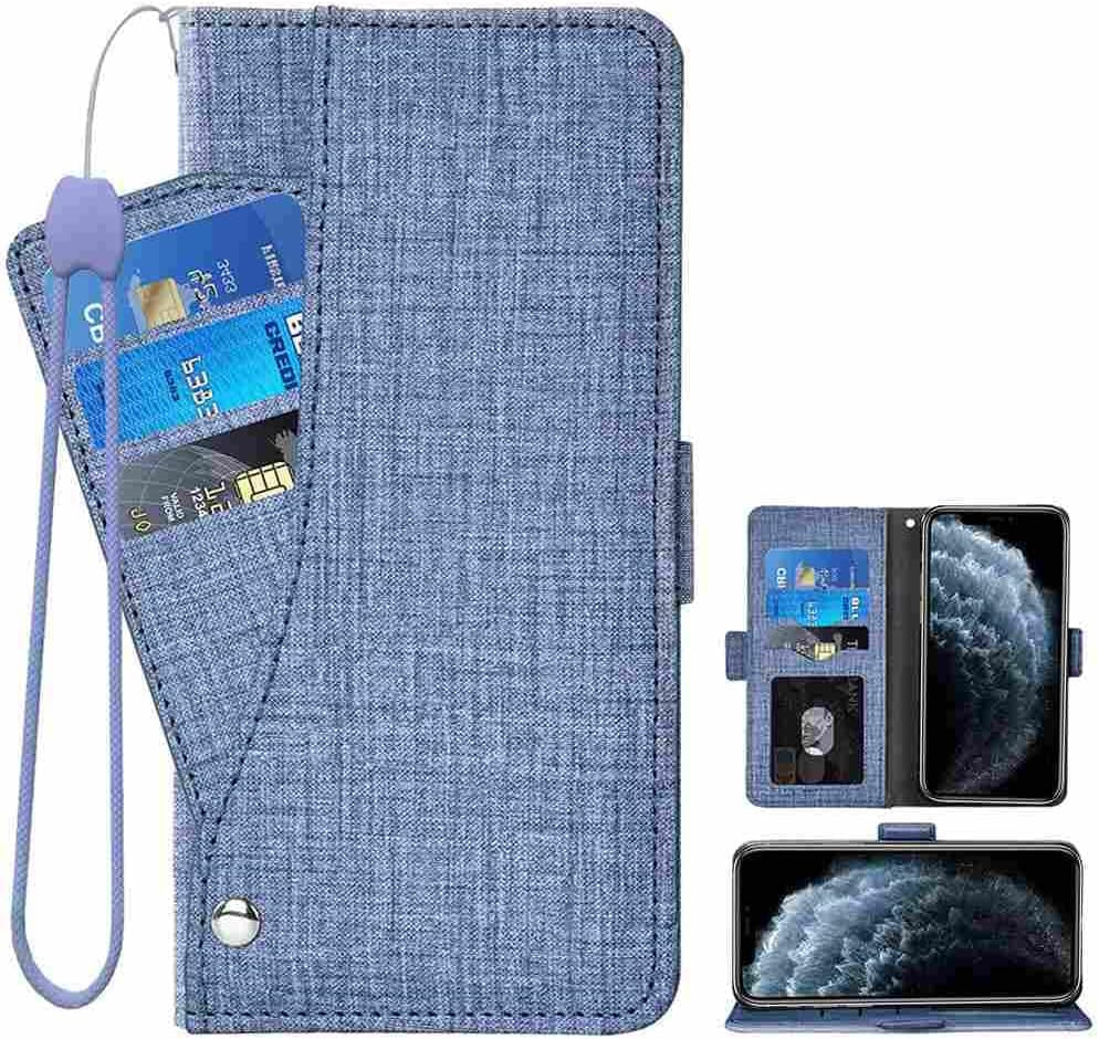 DIIGON Phone Cover Folio Wallet Case for LG G8, Premium PU Leather Slim Fit Cover for LG G8, 1 Photo Frame Slot, Prevent Dust, Gray  DIIGON Blue Lg Fortune 2 