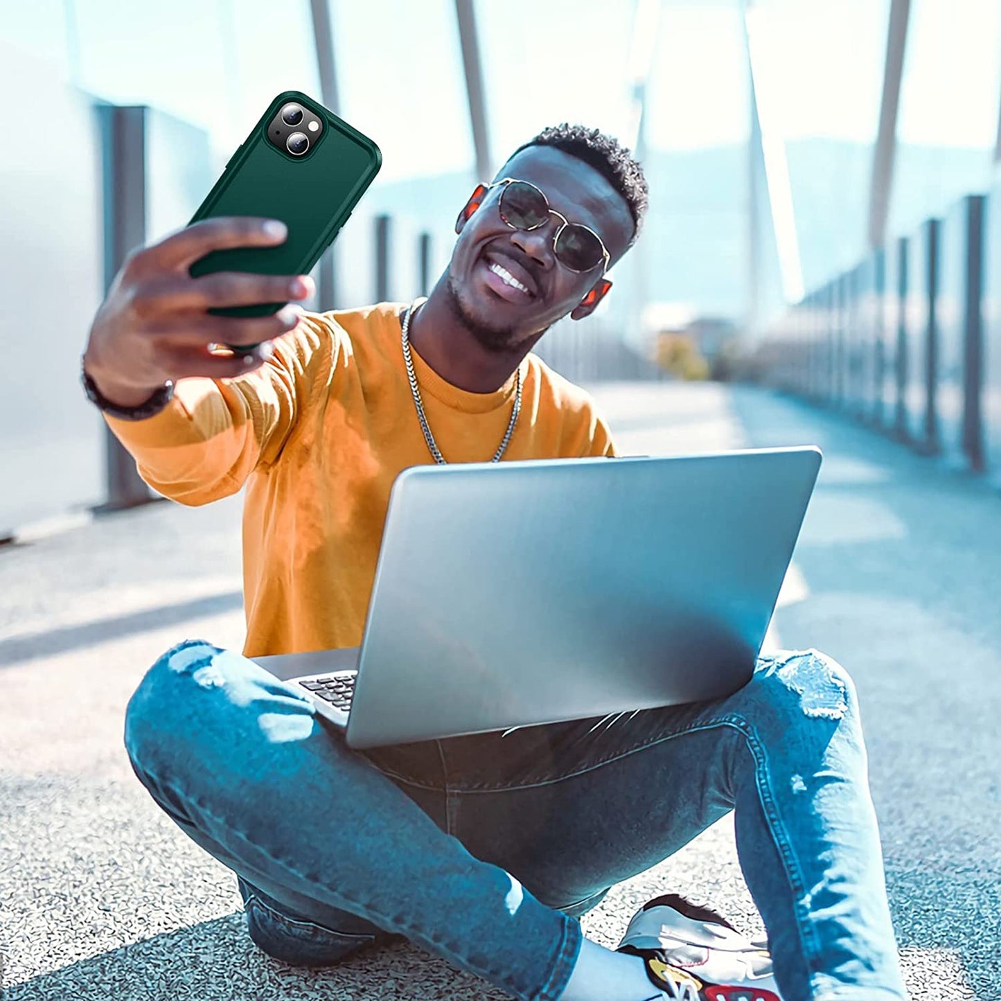 SPIDERCASE for Iphone 14 Case, [10 FT Military Grade Drop Protection][Non-Slip] [2+Tempered Glass Screen Protector][2+Tempered Camera Lens Protector] Heavy Duty Full-Body Shockproof Case, Dark Green  SPIDERCASE   