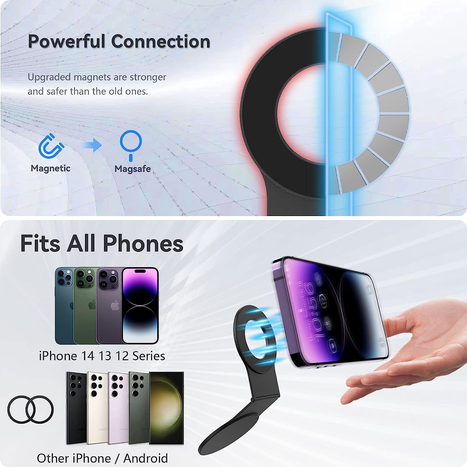 Cloudvalley for Magnetic Laptop Phone Holder, Slim Adjustable Cell Phone Stand, Slim Protable Laptop Side Mount Clip, Computer Monitor Expansion Bracket, Modular Work from Home Kit - Black  CloudValley   