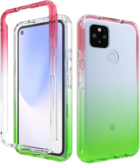 Google Pixel 4A 5G Case [For 5G Version ONLY], Onyxii Full-Body Rugged Ultra Transparency Hybrid Protective Case with Built-In Screen Protector for Google Pixel 4A 5G (Red/Green)  Onyxii Case   