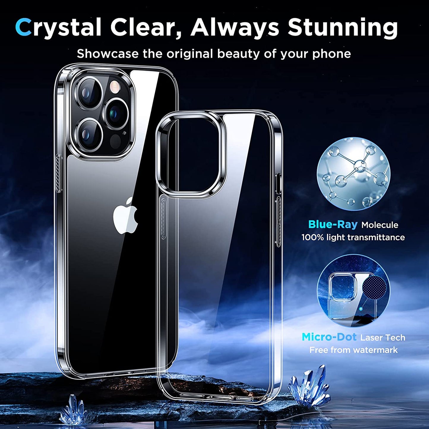 Simtect Ultra Clear Designed for Iphone 14 Pro Max Case, [Non-Yellowing] [10 FT Military Drop Protection] Slim Fit yet Protective Shockproof Bumper with Airbag Phone Case Cover 6.7 Inch- Crystal Clear  Simtect   