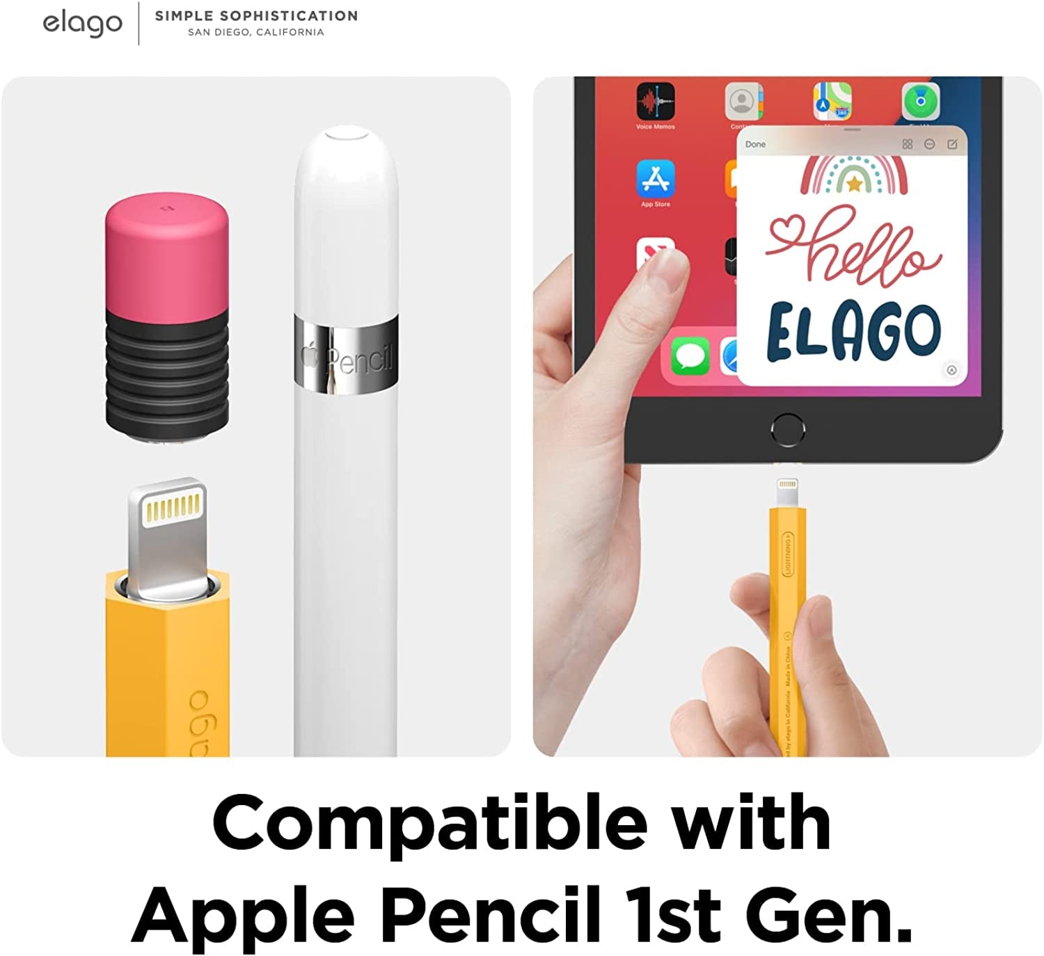 Elago Classic Pencil Case Compatible with Apple Pencil 1St Generation, Perfect Grip, Protective Skin Cover, Silicone Sleeve  elago   