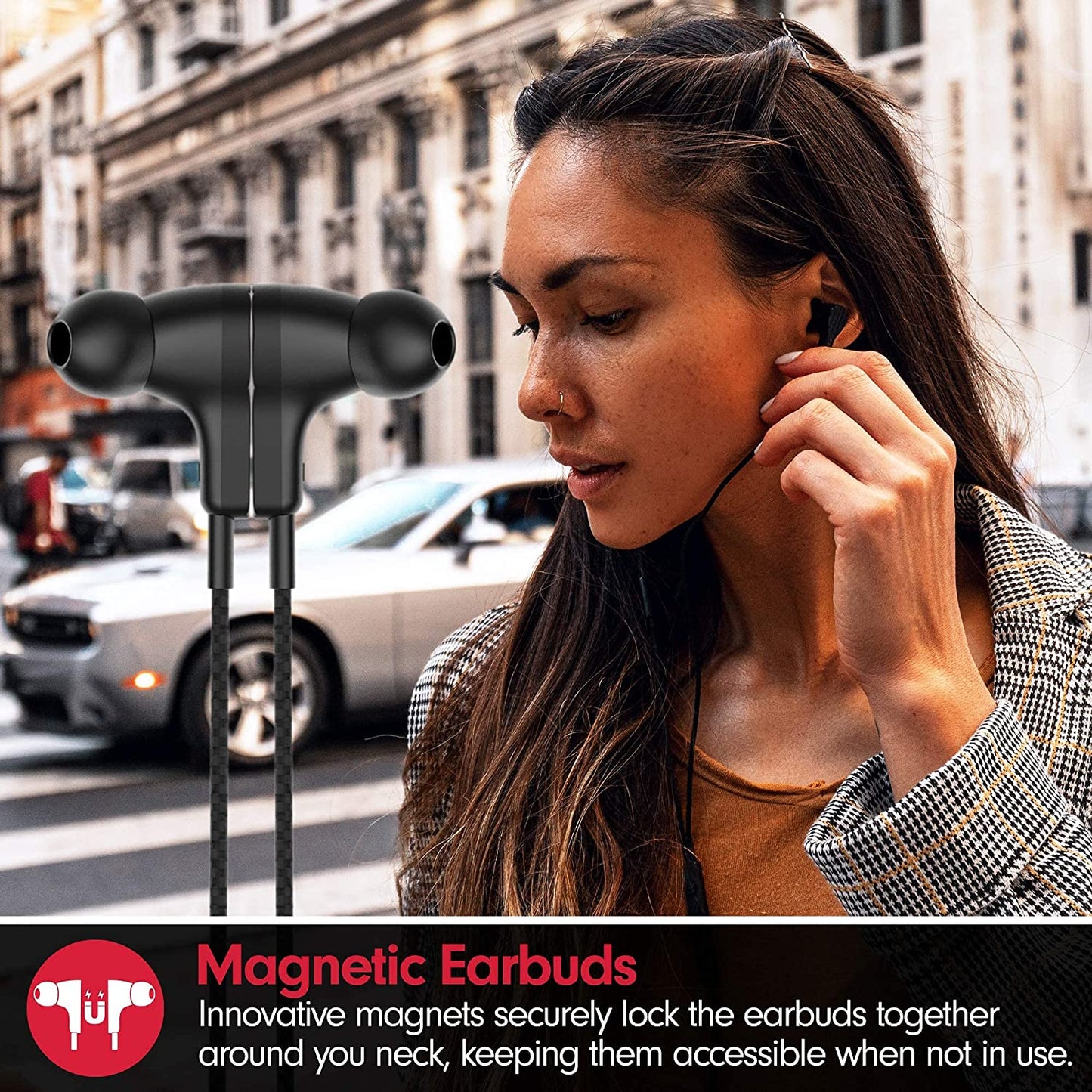 RAYZ Smart USB-C Headphones Earphones – Magnetic Braided Cable Earbuds W/Microphone & Volume Control Compatible with Nintendo Switch, Android, Google Pixel 4/3/2/XL, Macbook, Ipad Pro (Black)  RAYZ   