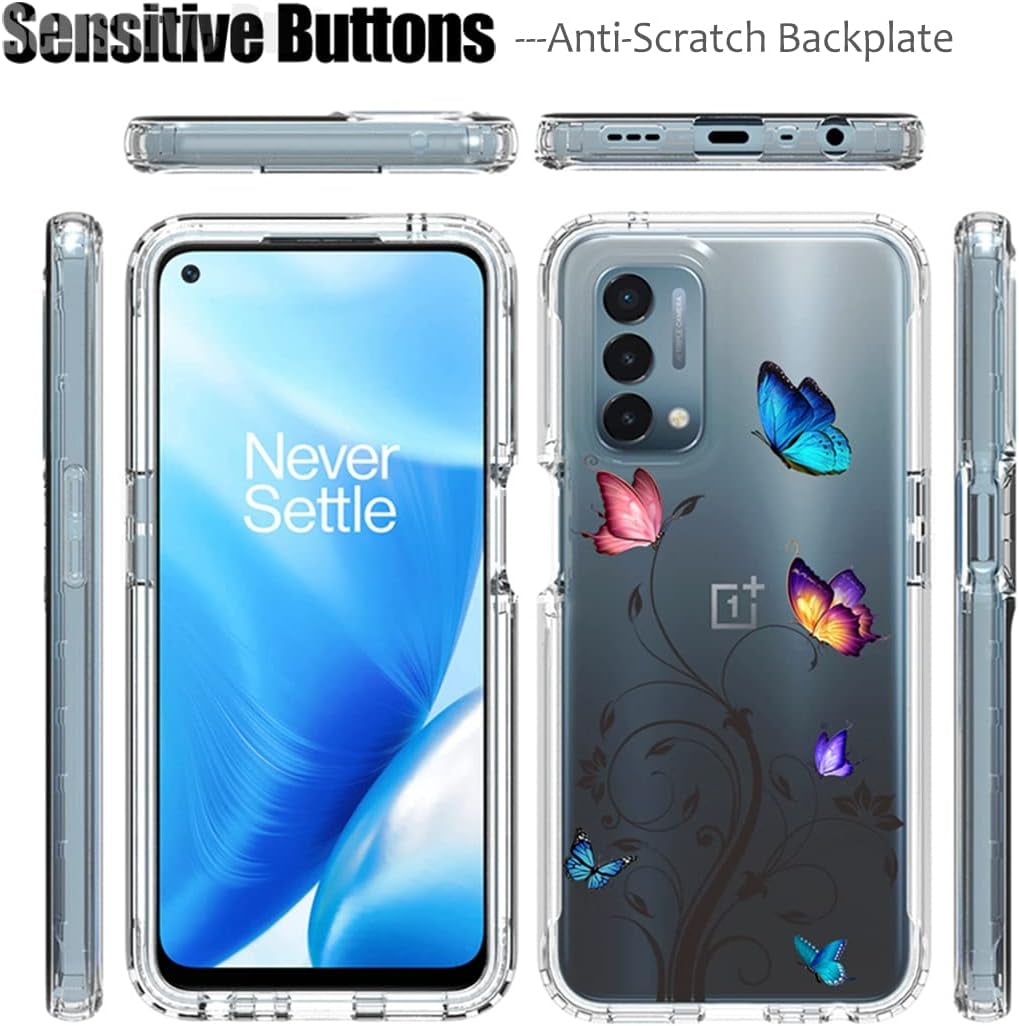 Ueokeird Case for Oneplus Nord N200 5G Case, DE2117 Case with Tempered-Glass Screen Protector, Clear Butterfly Pattern Full Body Protective Phone Cover Cases for Oneplus Nord N200 5G (Butterfly Tree)  Ueokeird   