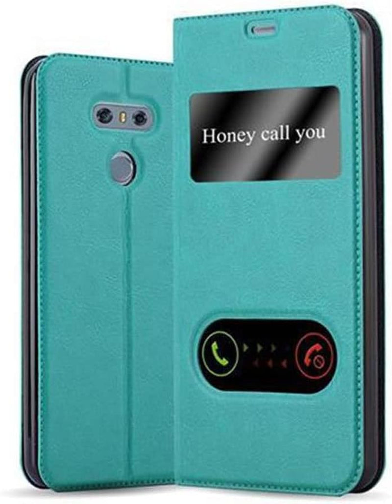 Cadorabo Book Case Compatible with LG G6 in Saffron RED - with Magnetic Closure, 2 Viewing Windows and Stand Function - Wallet Etui Cover Pouch PU Leather Flip  Cadorabo Mint Turquoise  
