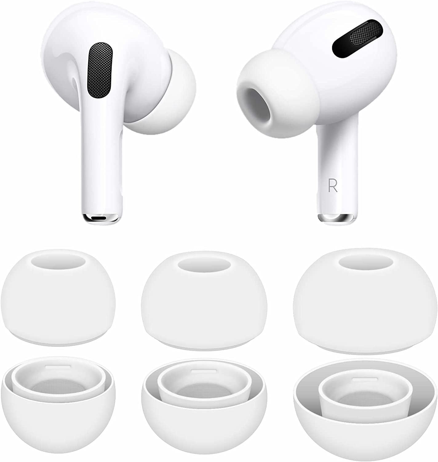3 Pairs Compatible with Airpods Pro 1St 2Nd Ear Tips Buds, Small Medium Large 3 Size Replacement Silicone Rubber Eartips Earbuds Gel Accessories Compatible with Airpods Pro 2 and 1St - S/M/L White  IiEXCEL   