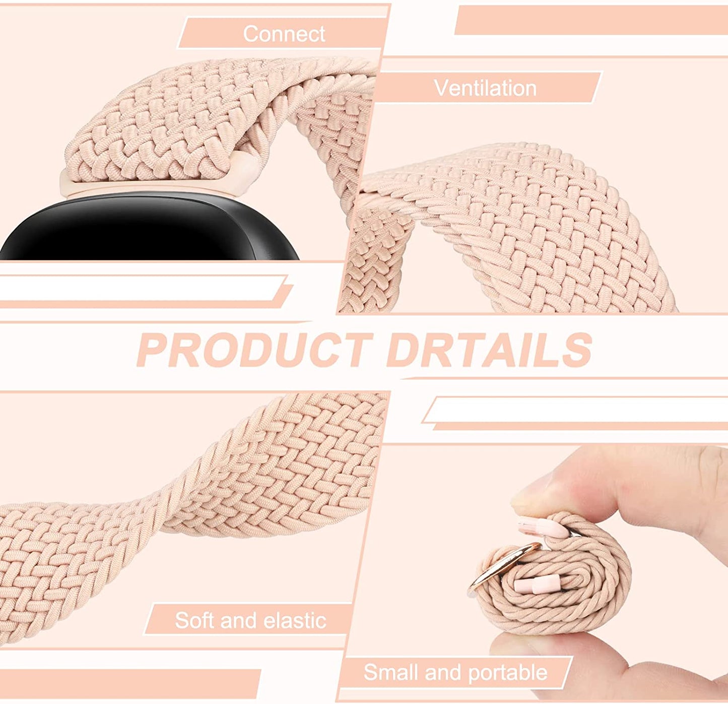 6 Packs Elastic Nylon Bands Compatible with Fitbit Versa 4 / Fitbit Sense 2 / Fitbit Versa 3 / Fitbit Sense, Adjustable Nylon Replacement Straps Wristband for Fitbit Versa 3/4 for Women Men  HUYIIO   