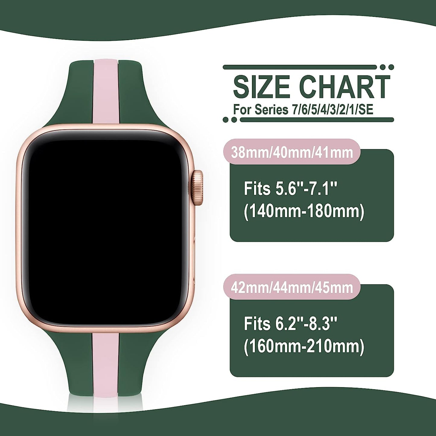 Iwabcertoo Designer Sport Bands Compatible with Apple Watch Band 38Mm 40Mm 41Mm 42Mm 44Mm 45Mm Women, Slim Soft Silicone Strap Replacement Wristbands Compatible for Iwatch Series 8/7/6/5/4/3/2/1/SE  iWabcertoo   