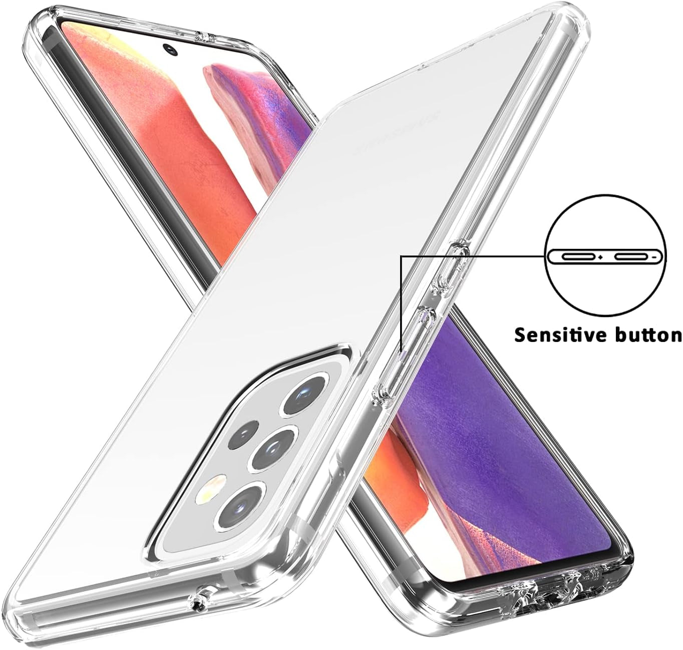 TJS Compatible with Samsung Galaxy A53 5G Case, with Tempered Glass Screen Protector, Hybrid Shockproof Protective Cover Hard Back Drop Protection Phone Case Cover (Clear)  TJS   