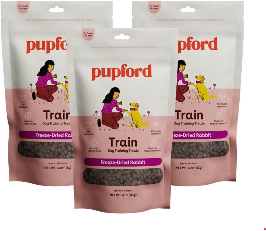 Pupford Freeze Dried 475+ Puppy Treats, Low Calorie, Vet Approved, All Natural, Healthy Training Treats for Small to Large Dogs (Beef Liver)  Pupford Rabbit 4.00 Ounce (Pack Of 3) 