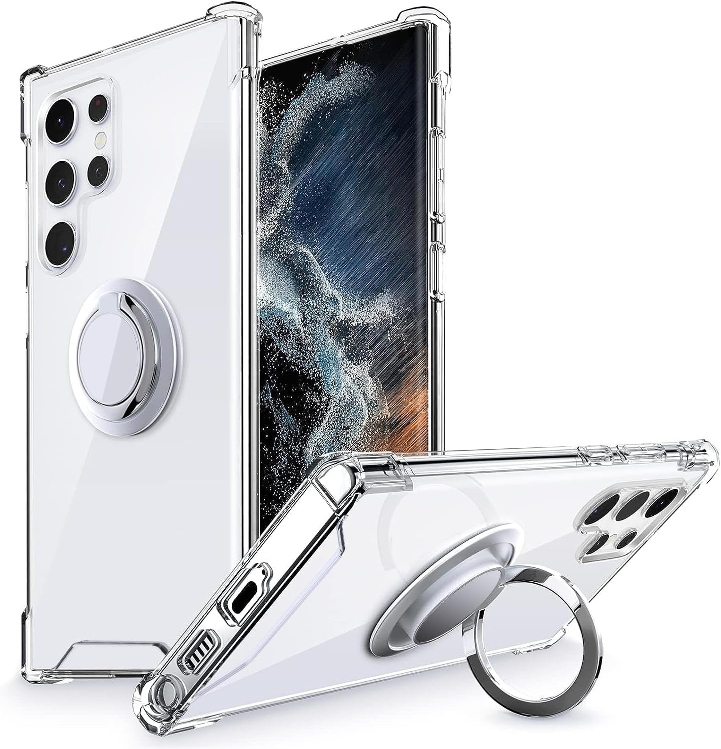 Silverback for Samsung Galaxy S22 plus Case Clear with Ring Kickstand, Protective Shock -Absorbing Bumper Shockproof Phone Case for Galaxy S22 plus -Clear  Silverback inc Clear Galaxy S22 Ultra 