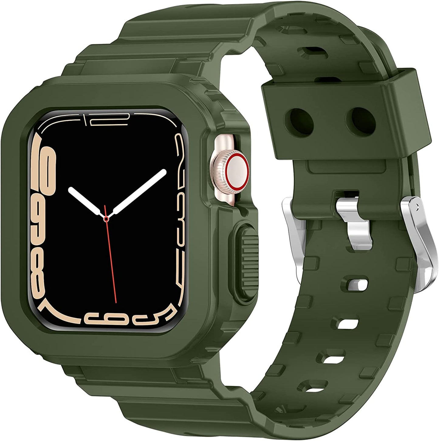 XYF Compatible for Crystal Clear Apple Watch Bands, 45Mm 44Mm 42Mm 41Mm 40Mm 38Mm 49Mm with Bumper Case for Men Women Jelly Sport Case and Band for Iwatch Ultra Series 8 7 SE/6 5 4 3 2 1  XYF MatteGreen 42/44/45mm 