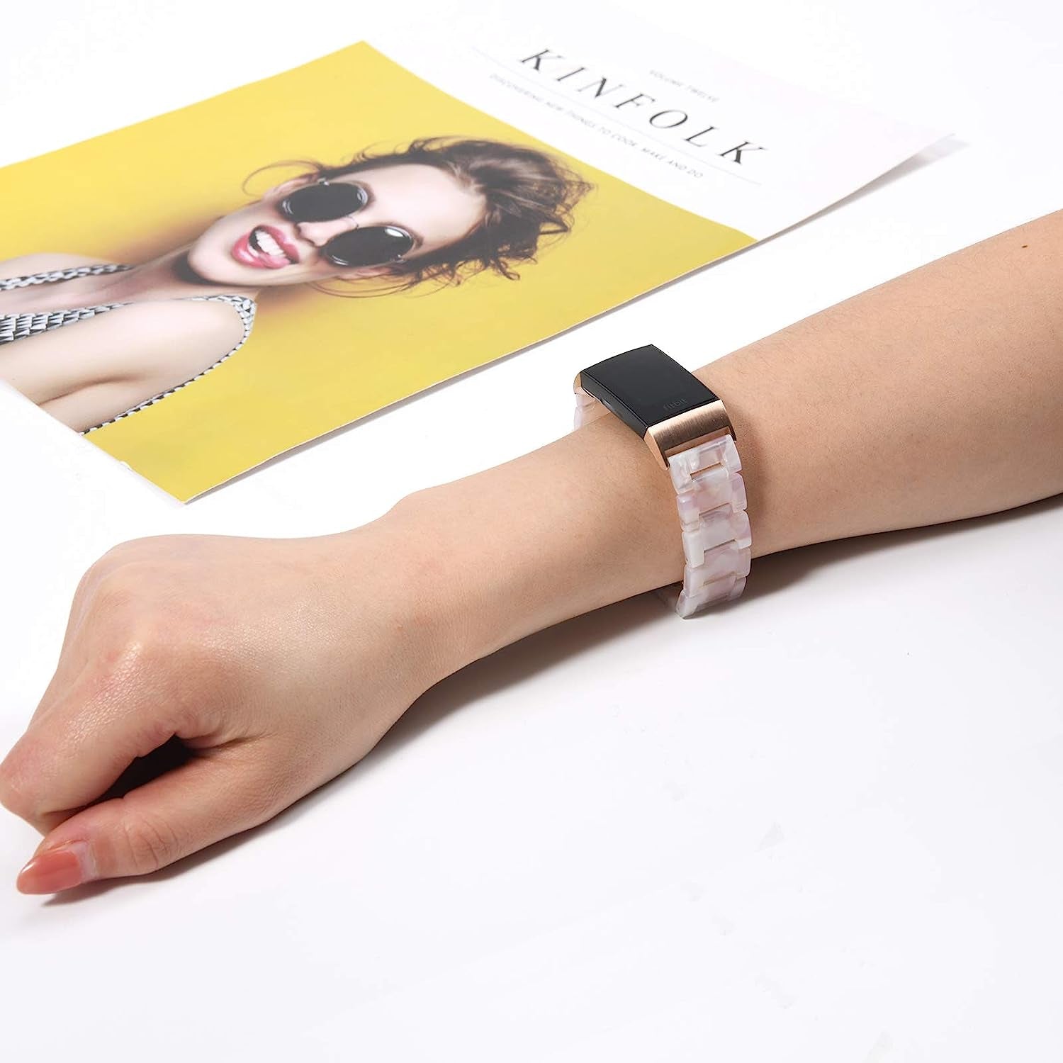 Wongeto Resin Bands Compatible for Fitbit Charge 3 / Charge 4/ Charge 3 SE Band，Replacement Wrist Accessory Rose Gold Buckle Fitness Bands Straps Bracelet Wristbands Women Men (Pink)  Wongeto   