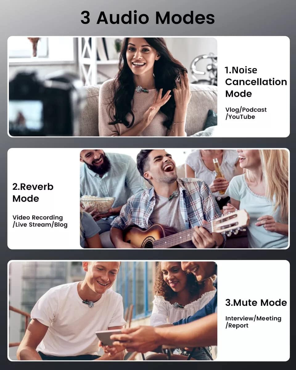 Kingwell Wireless Lavalier Microphone for Iphone, 2 Mini Lapel Microphones with Clearer Audio for Video Recording, Interview, Vlog (Black)  Kingwell   